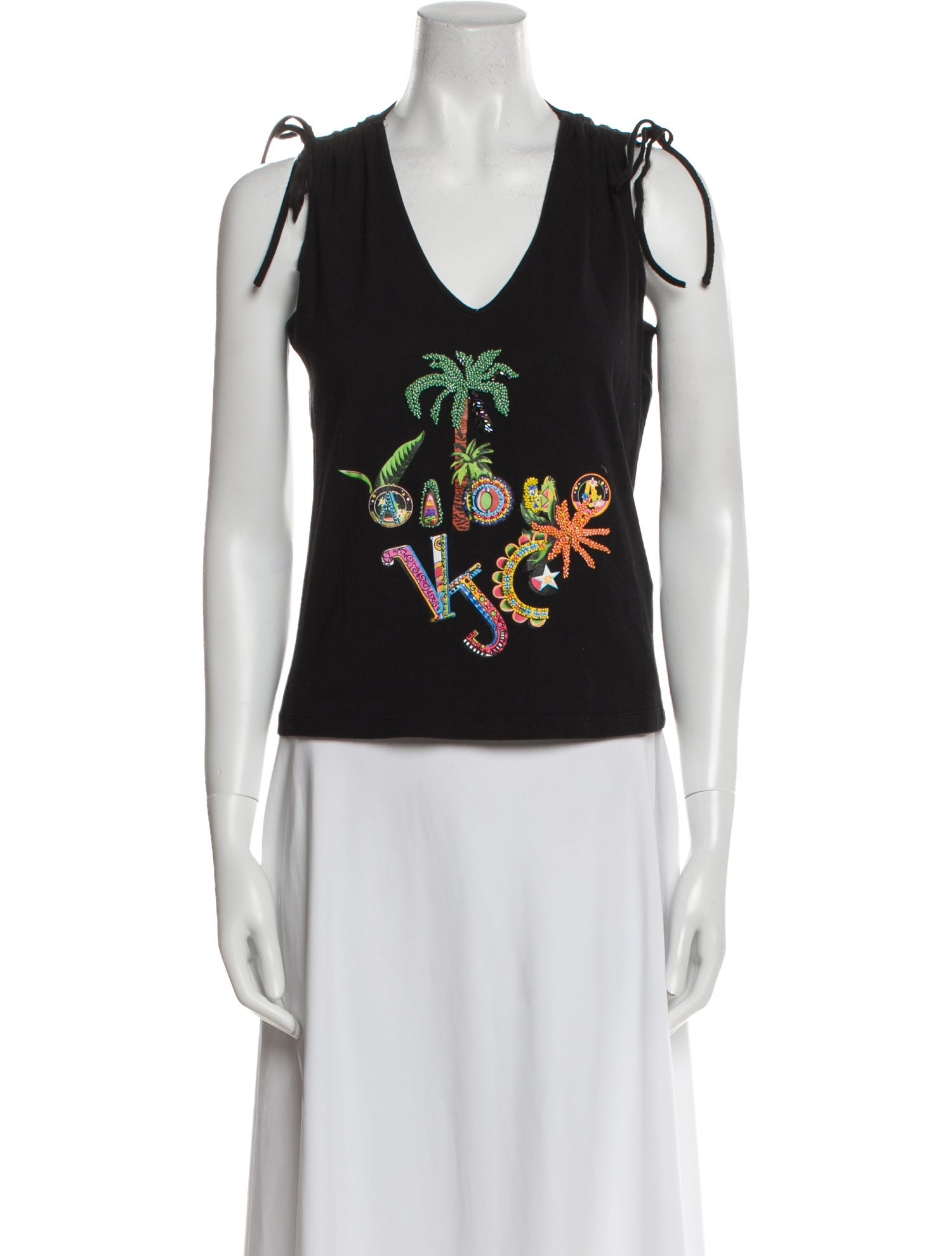 Versace Jeans Couture Floral Print V-Neck Top