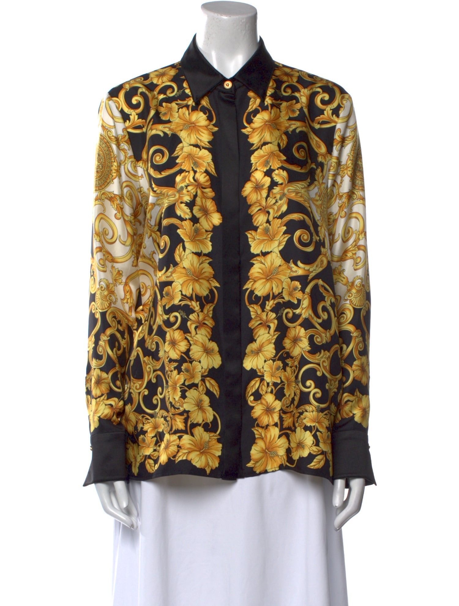Versace Silk Printed Button-Up Top