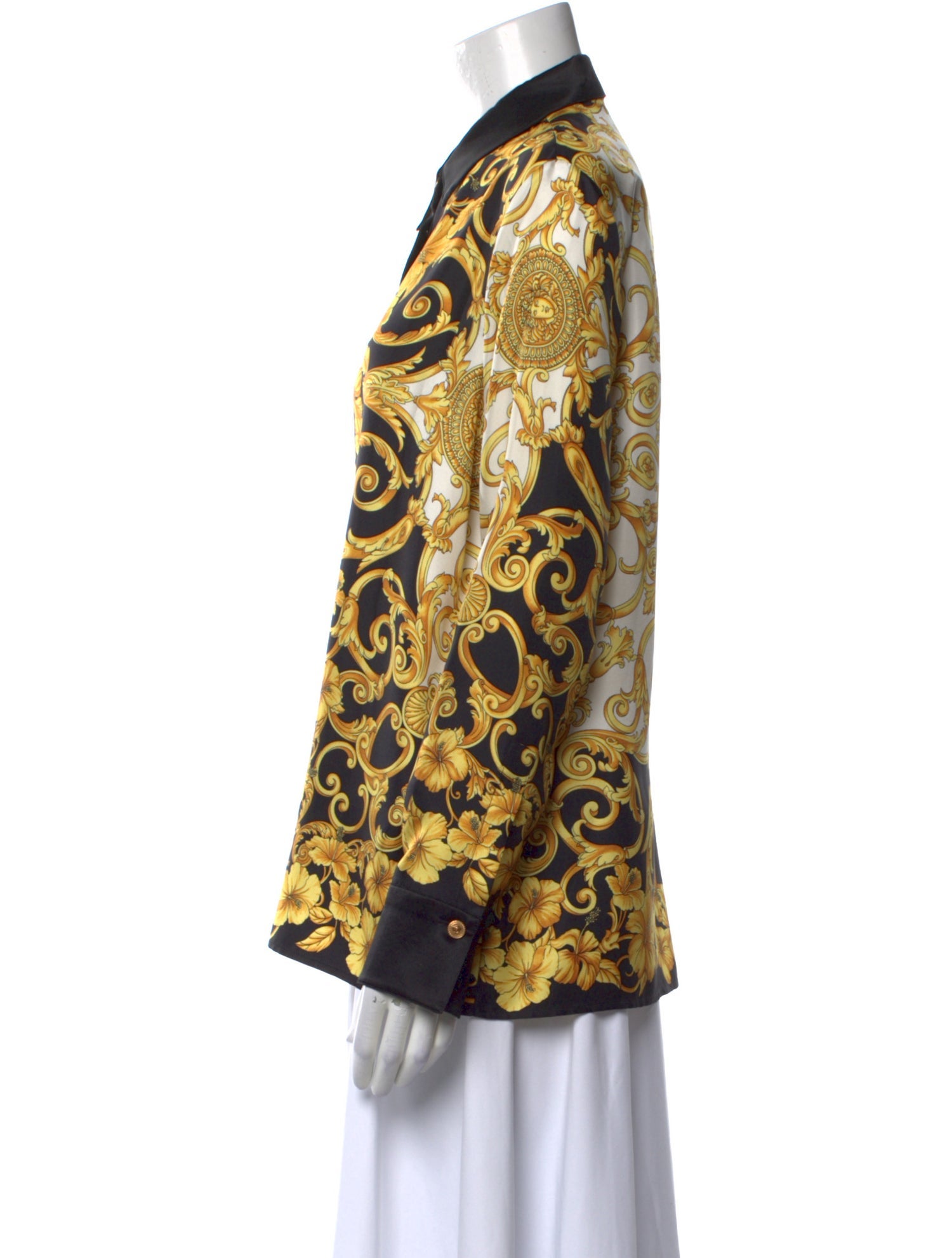 Versace Silk Printed Button-Up Top