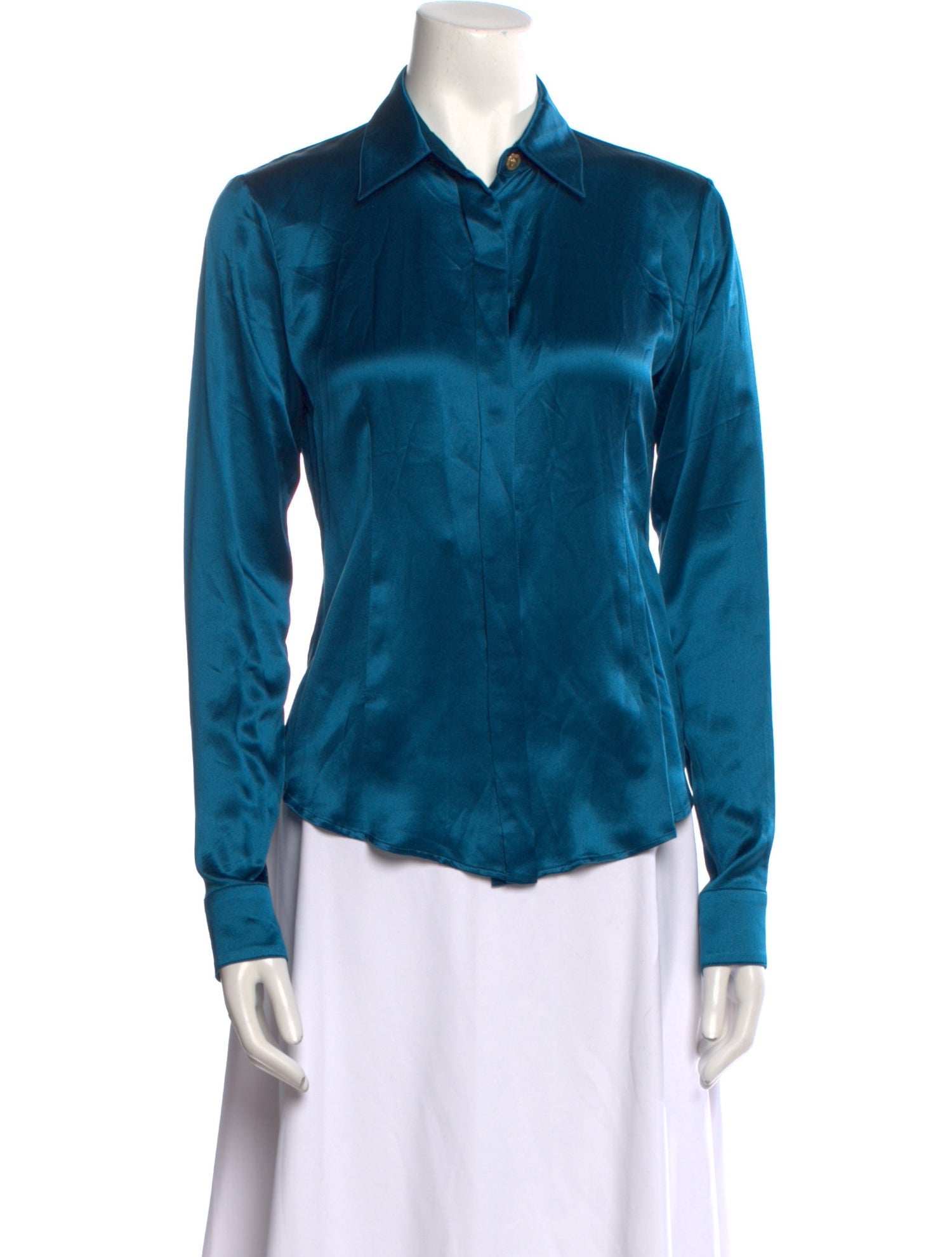 Versace Silk Long Sleeve Button-Up Top w/ Tags