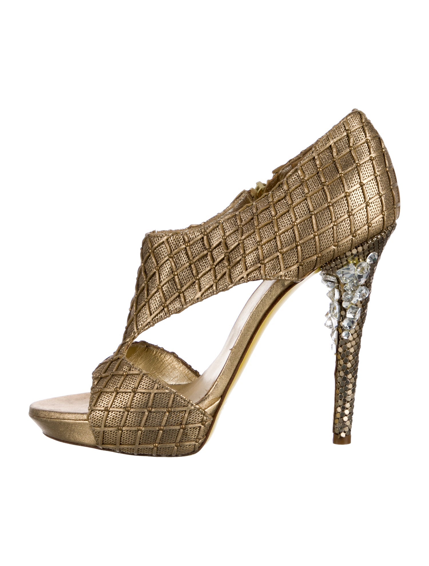 Versace Leather Crystal Embellishments Sandals