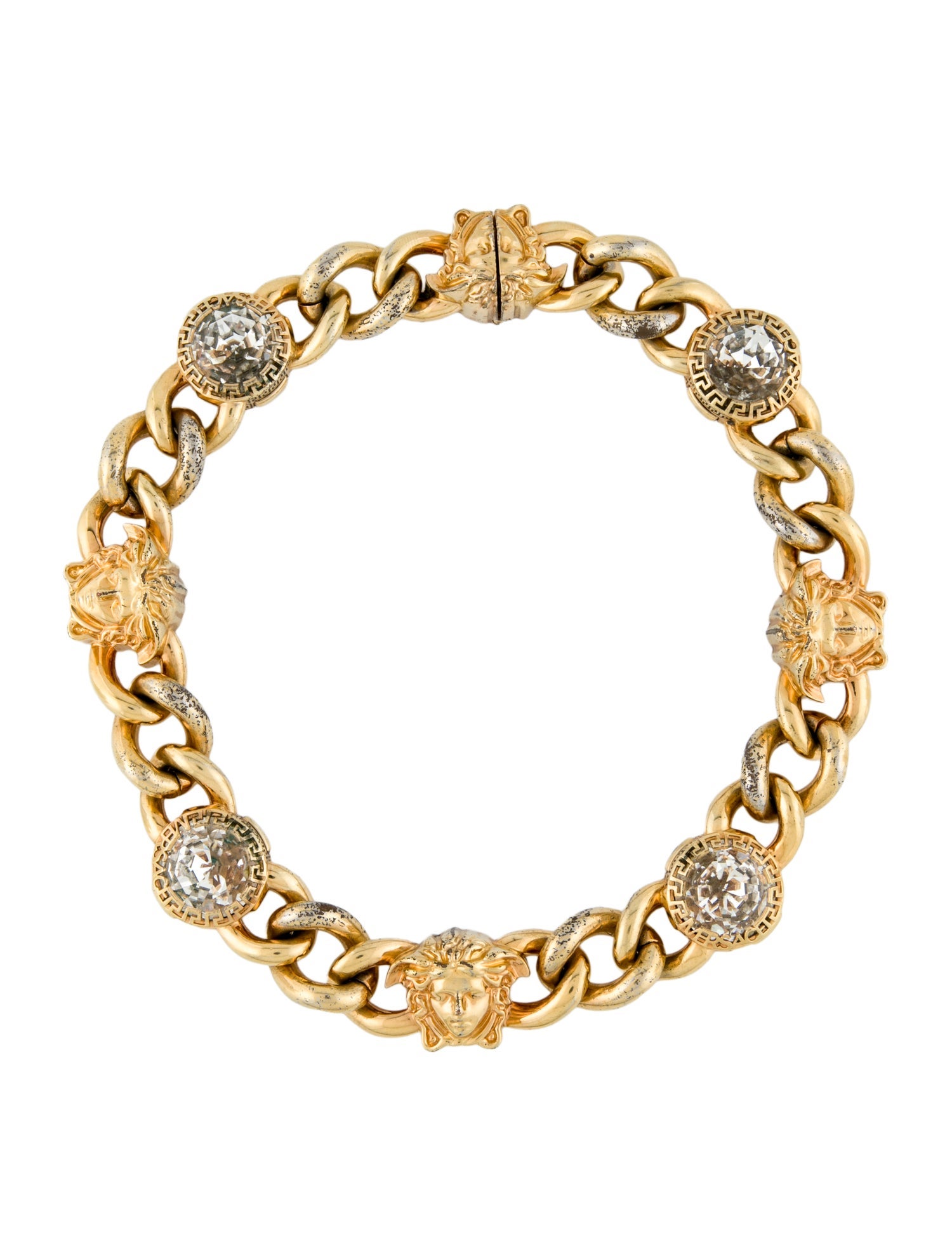 Versace Crystal Medusa Chain Necklace