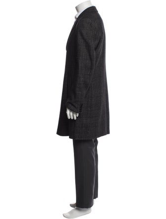Versace Plaid Print Overcoat