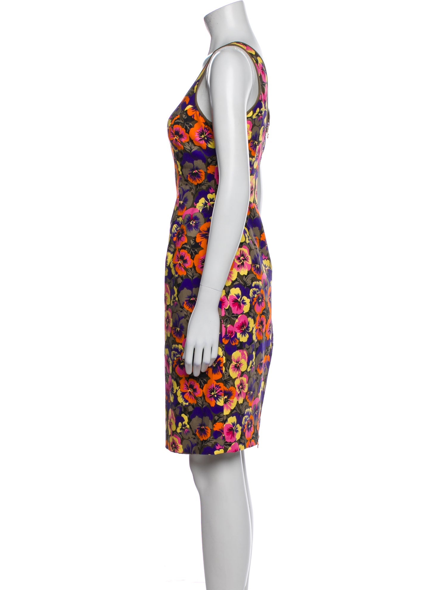 Versace Floral Print Knee-Length Dress