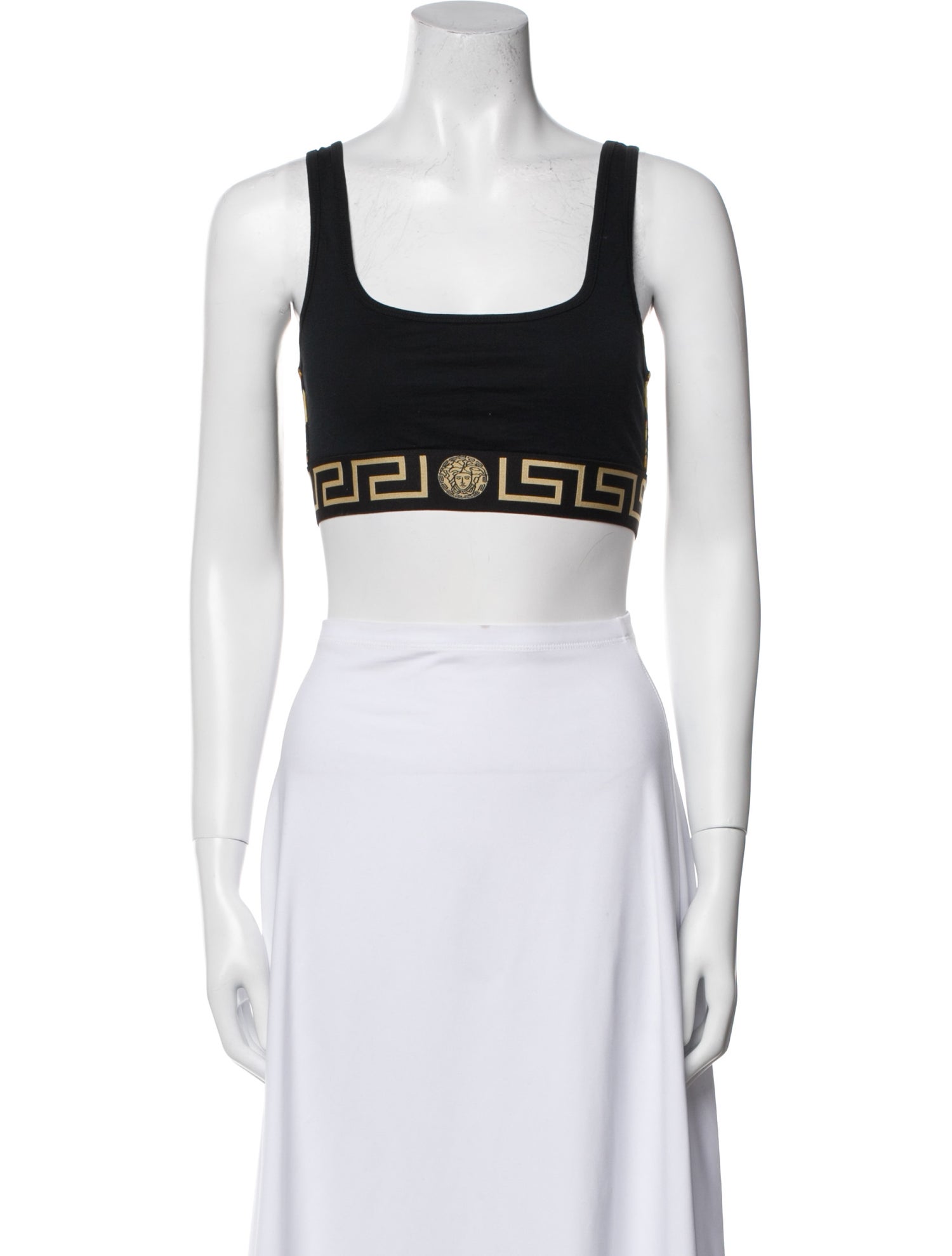 Versace Graphic Print Square Neckline Crop Top