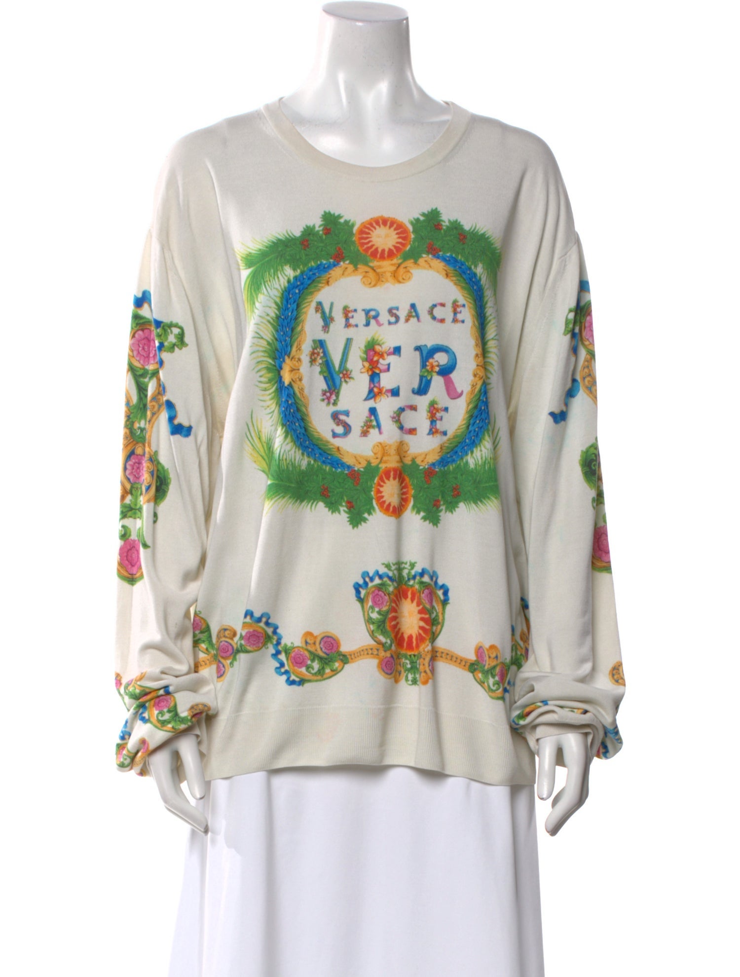 Versace Silk Graphic Print Pullover