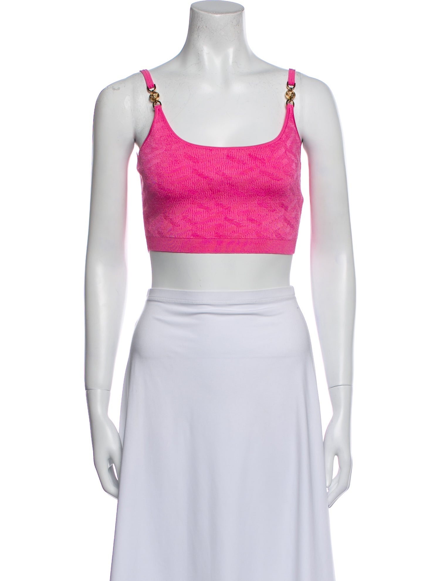 Versace Square Neckline Sleeveless Crop Top