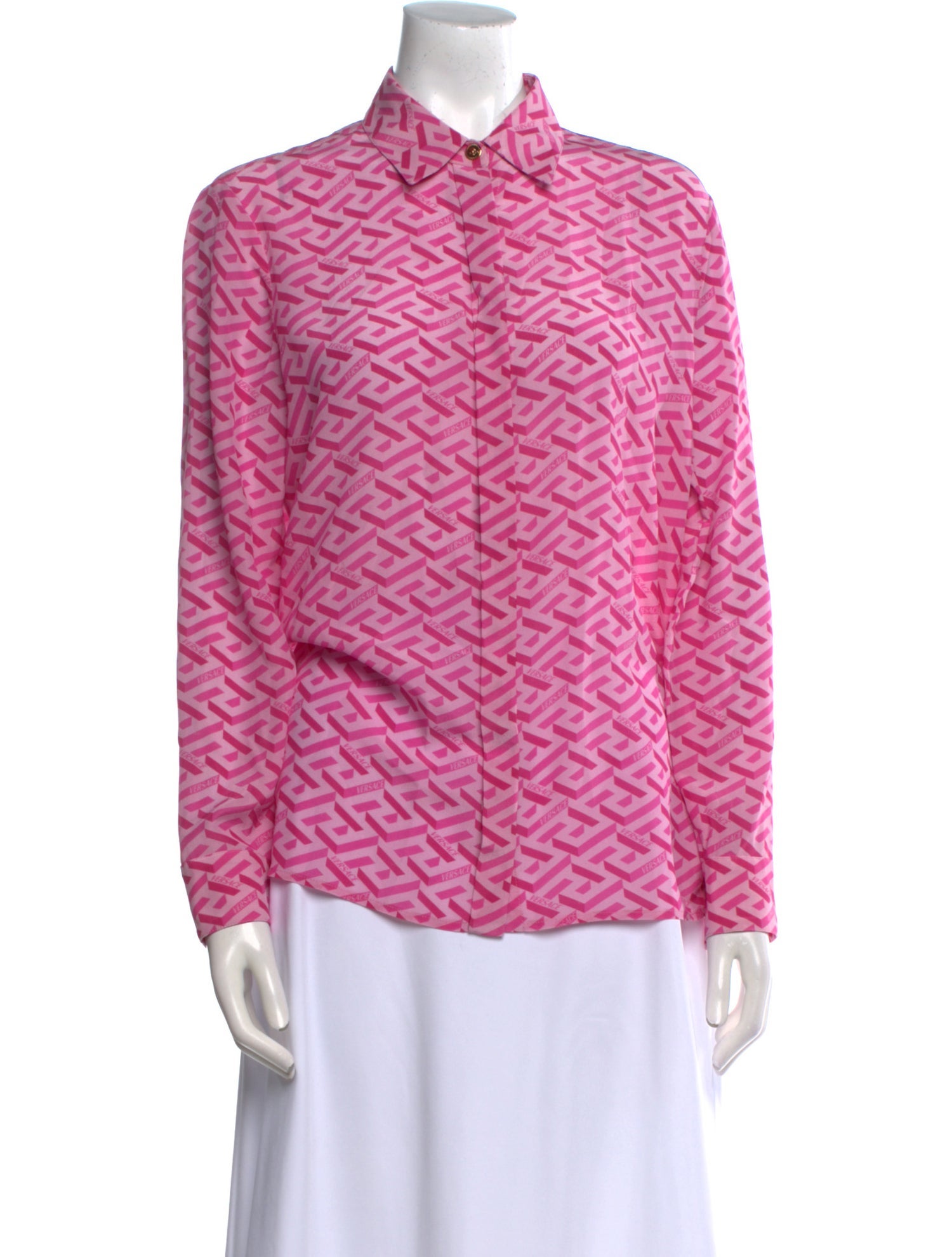 Versace Silk Printed Button-Up Top