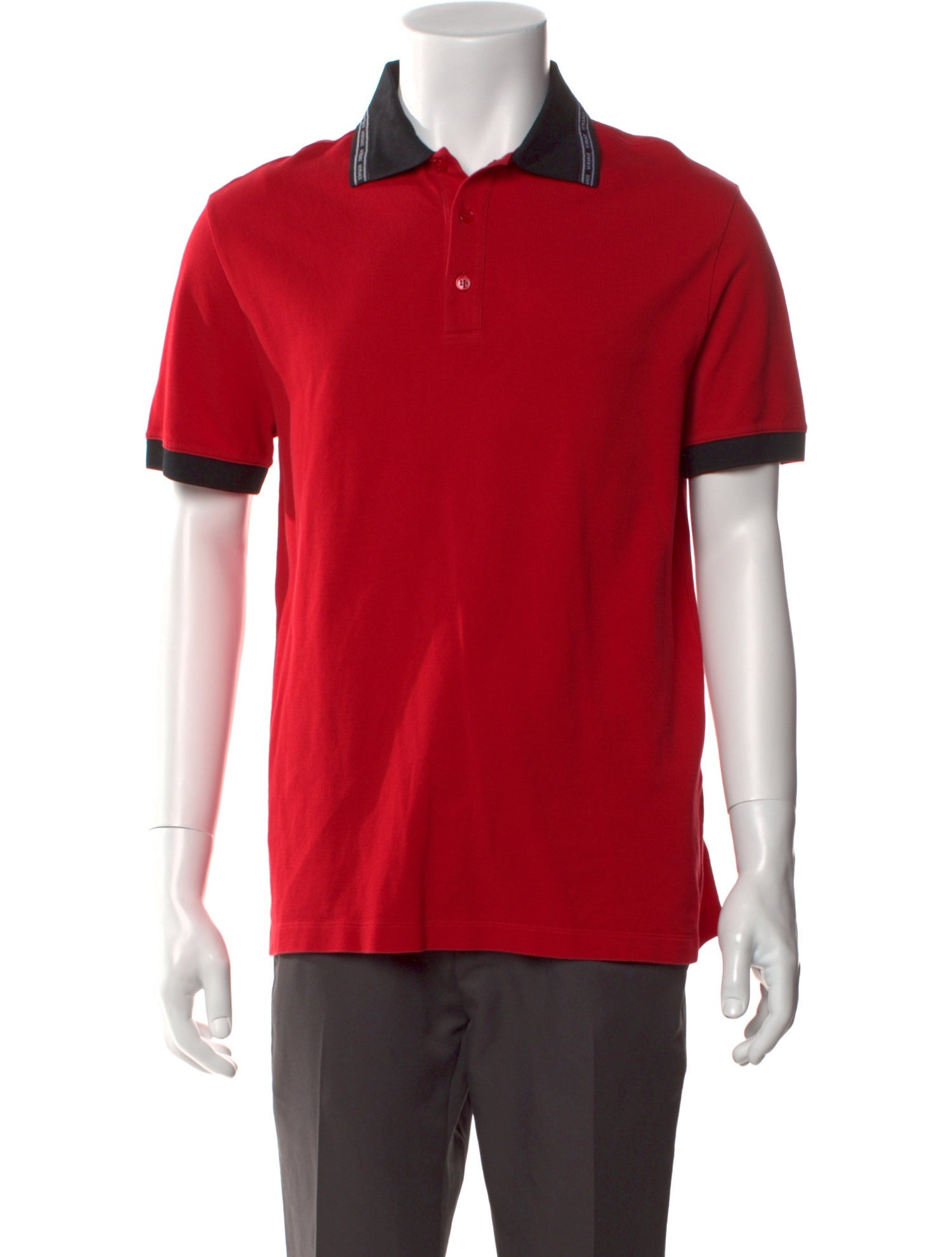 Versace Colorblock Pattern Collar Polo Shirt