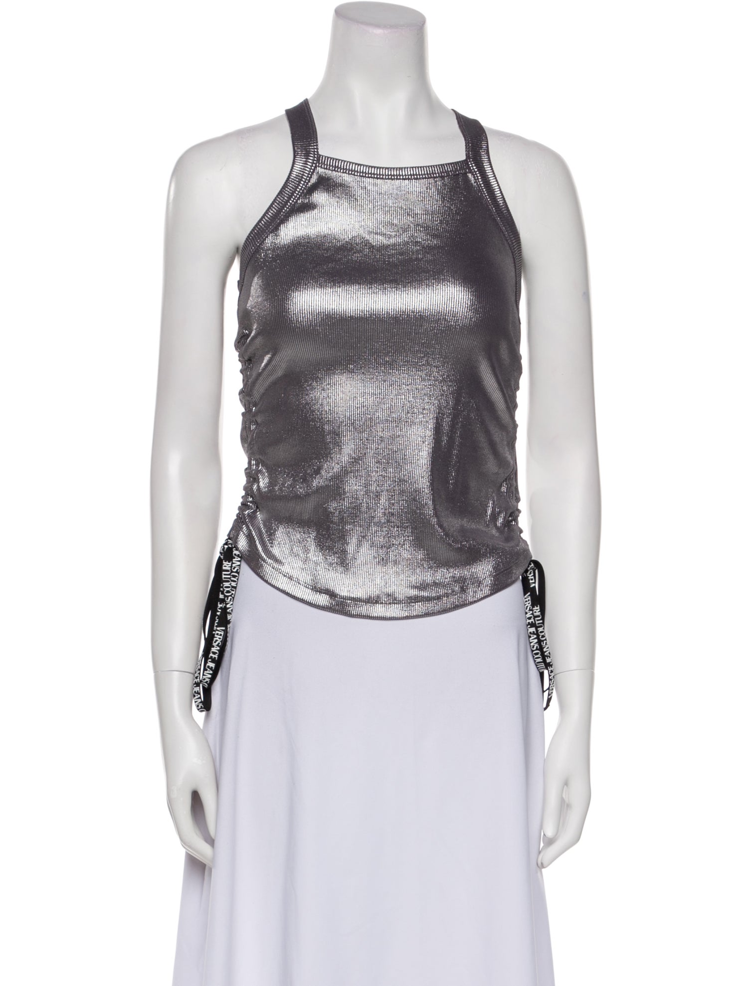 Versace Jeans Couture Square Neckline Sleeveless Crop Top