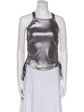 Versace Jeans Couture Square Neckline Sleeveless Crop Top