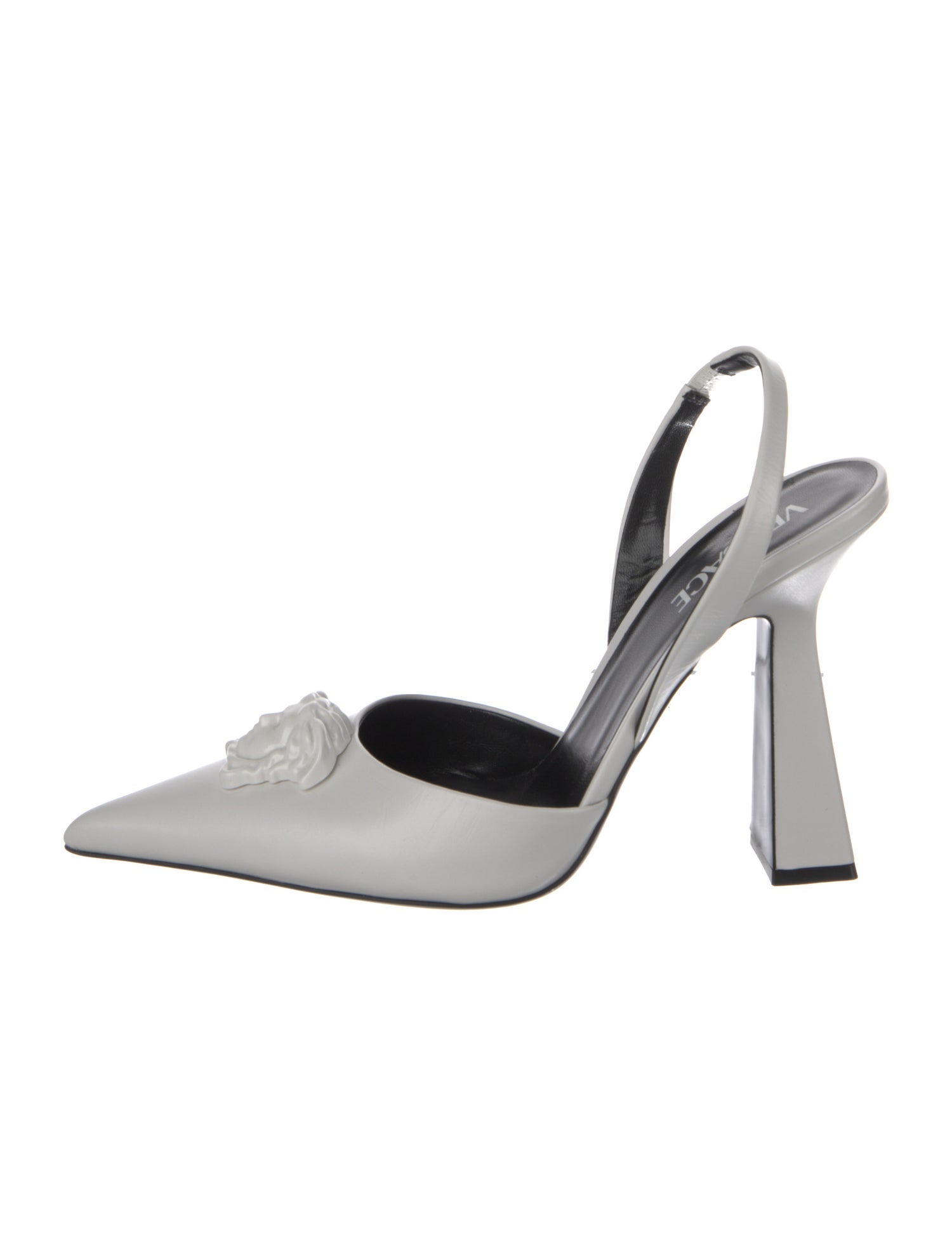Versace Medusa Insignia Leather Slingback Pumps