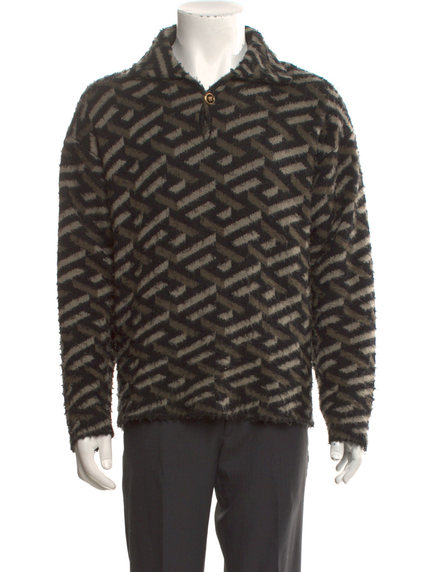 Versace Printed V-Neck Hoodie