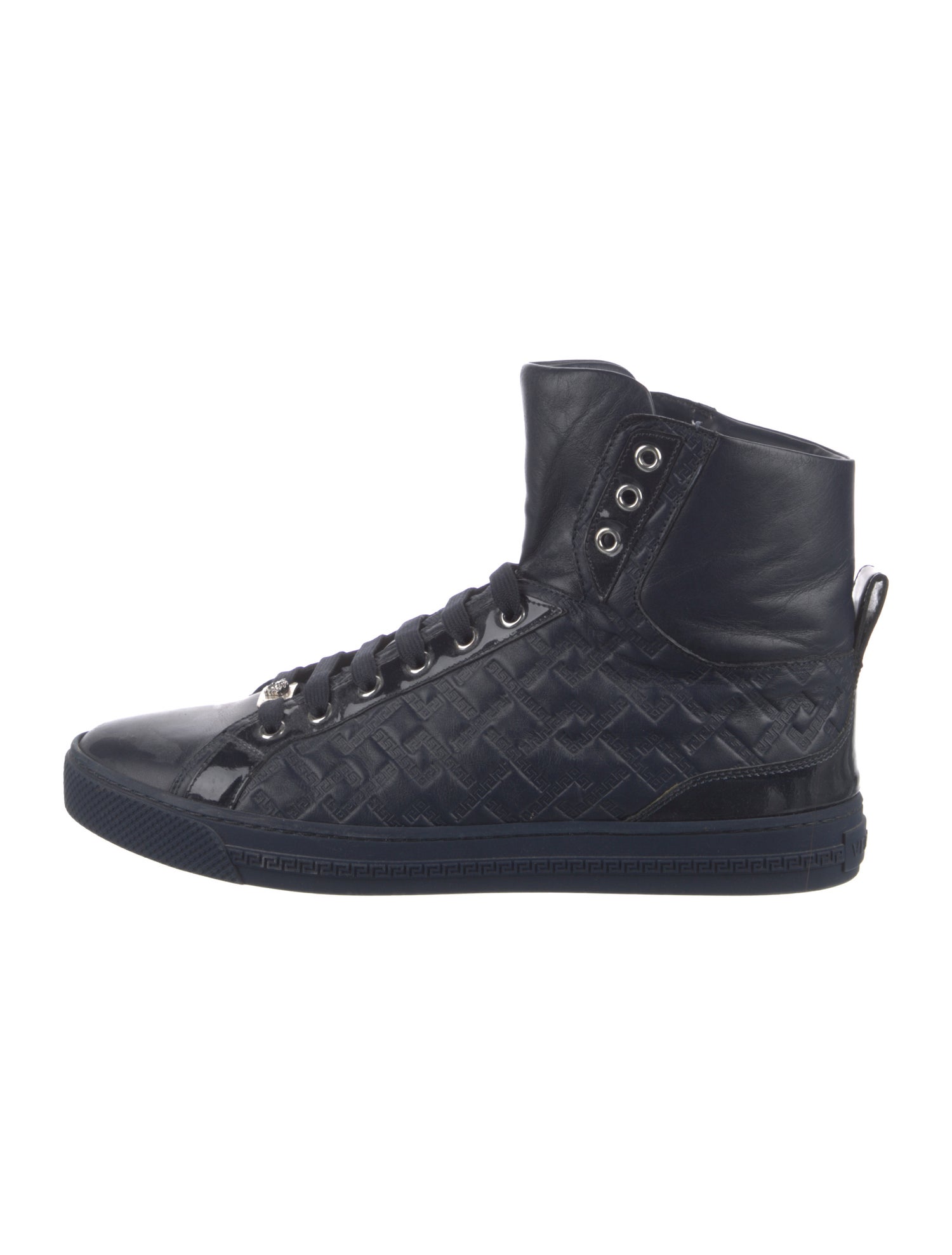 Versace Grecca Pattern Leather Sneakers