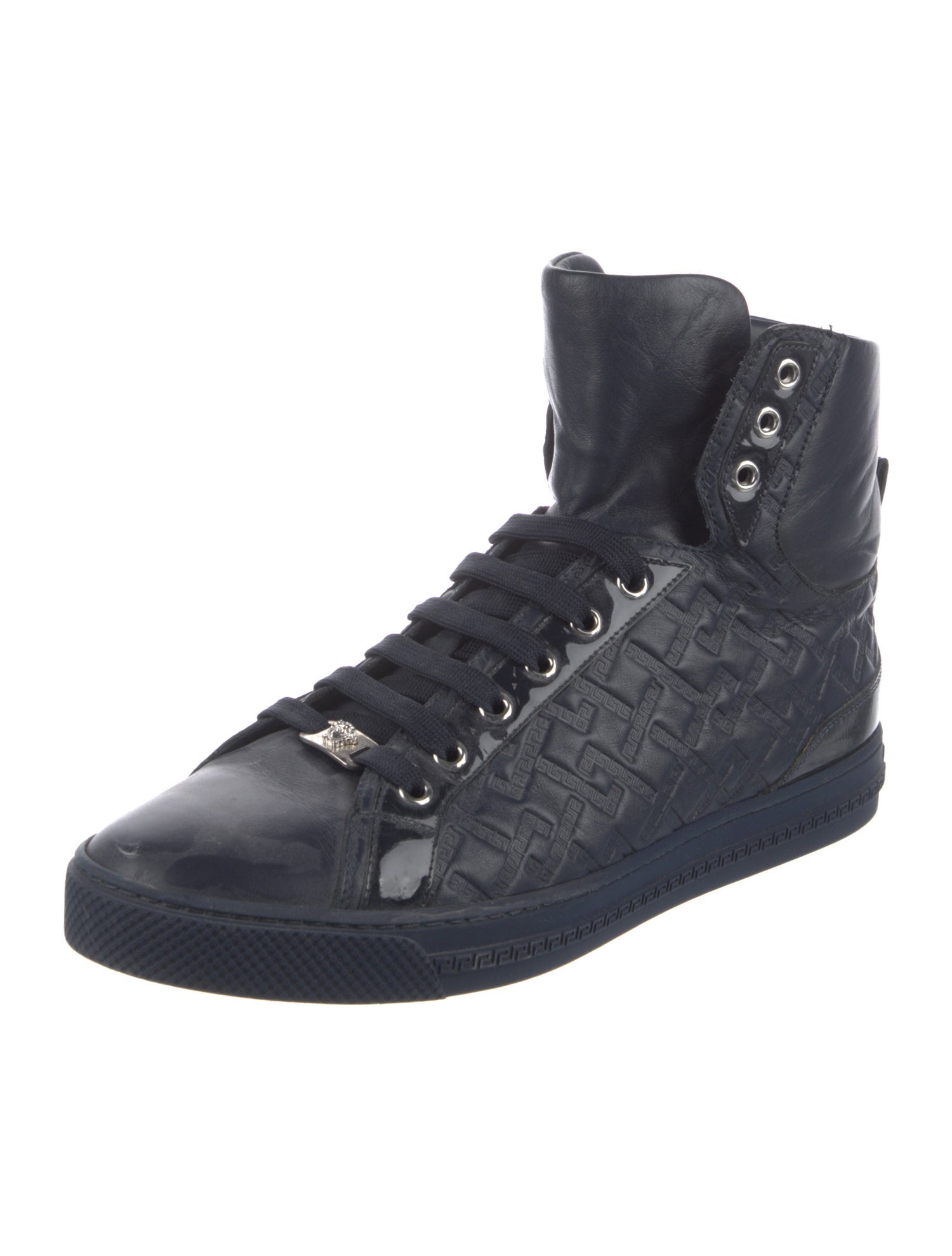 Versace Grecca Pattern Leather Sneakers