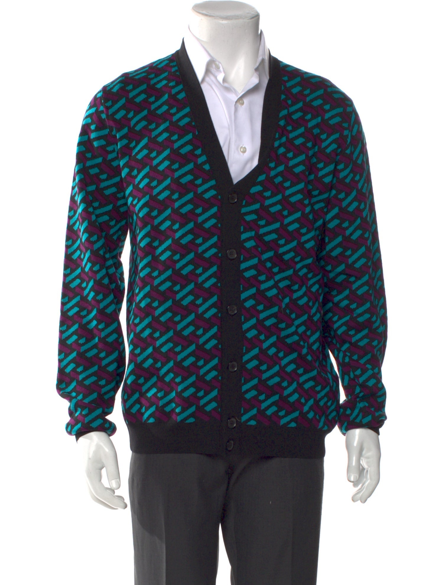 Versace Wool Printed Cardigan