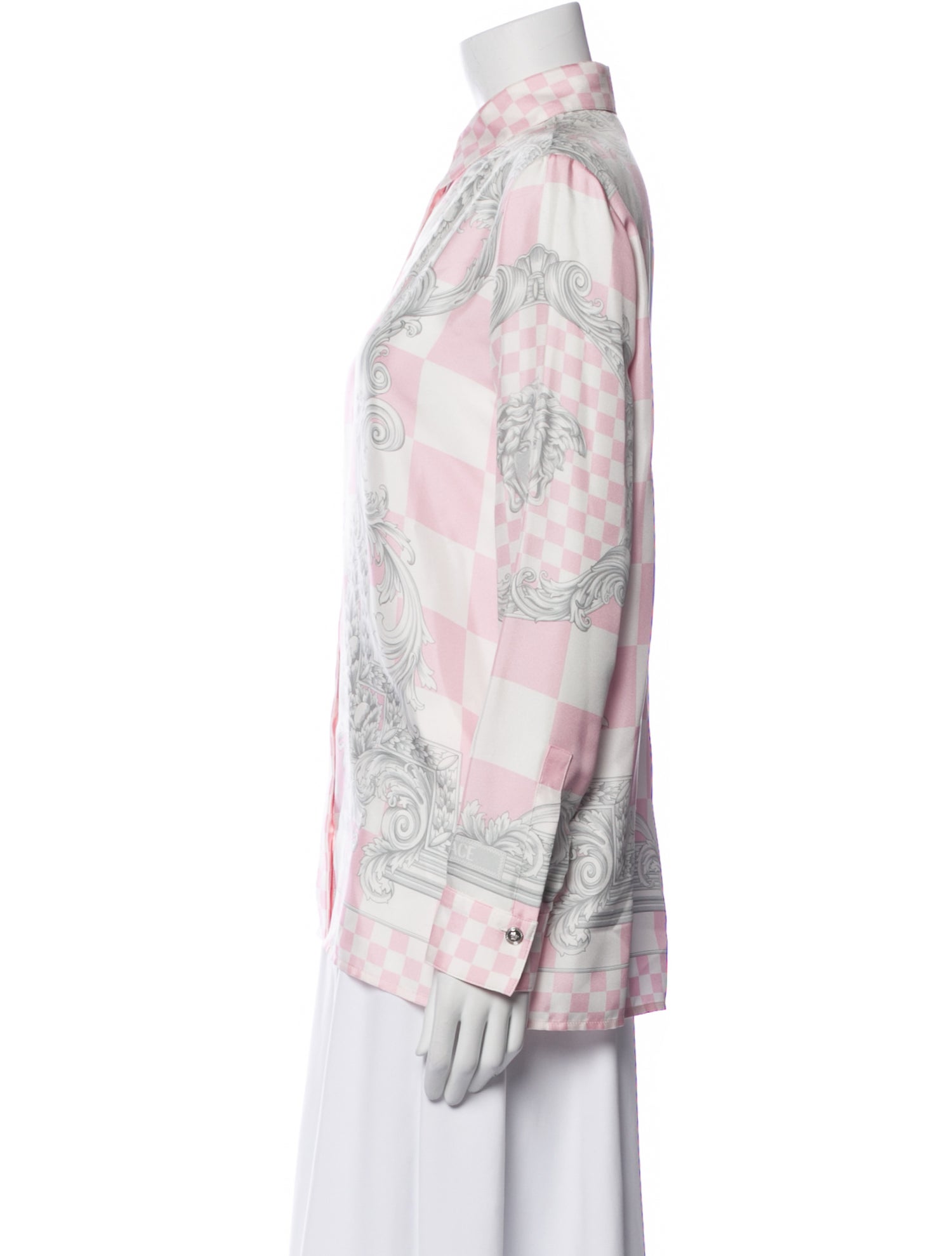 Versace Silk Paisley Print Button-Up Top