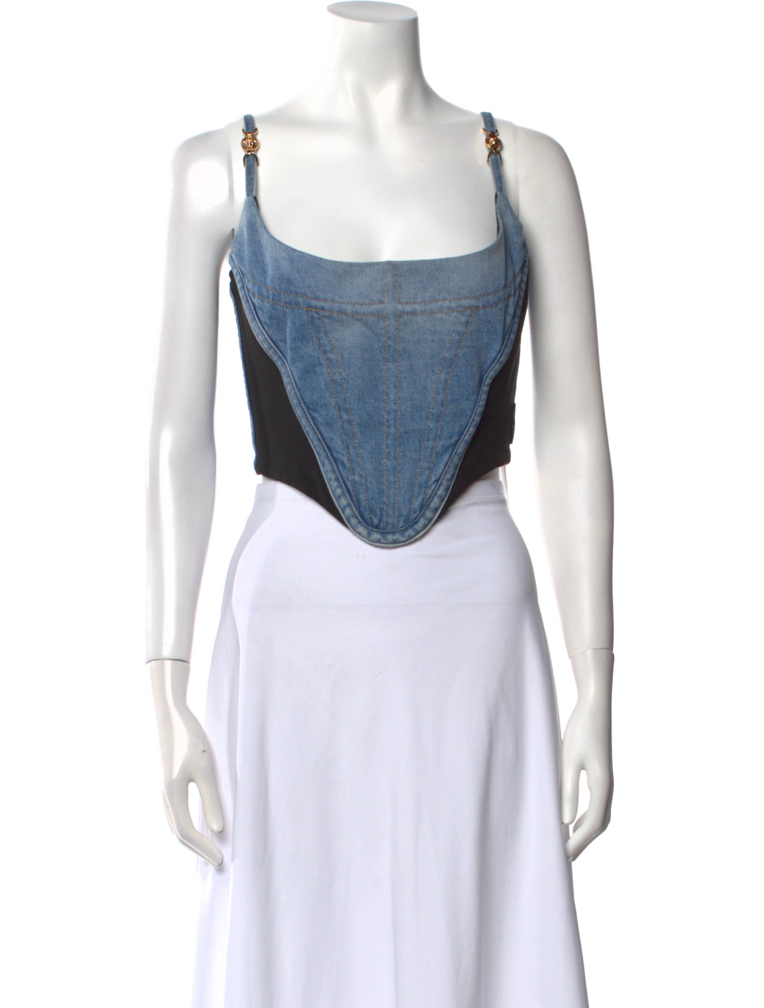 Versace Square Neckline Sleeveless Crop Top