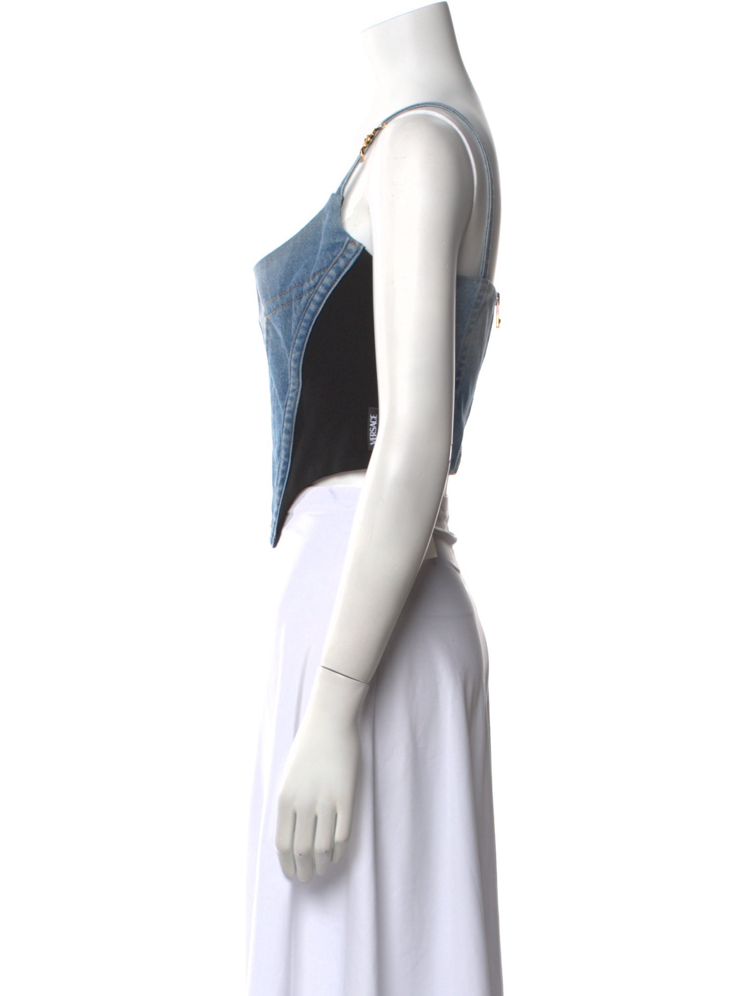 Versace Square Neckline Sleeveless Crop Top