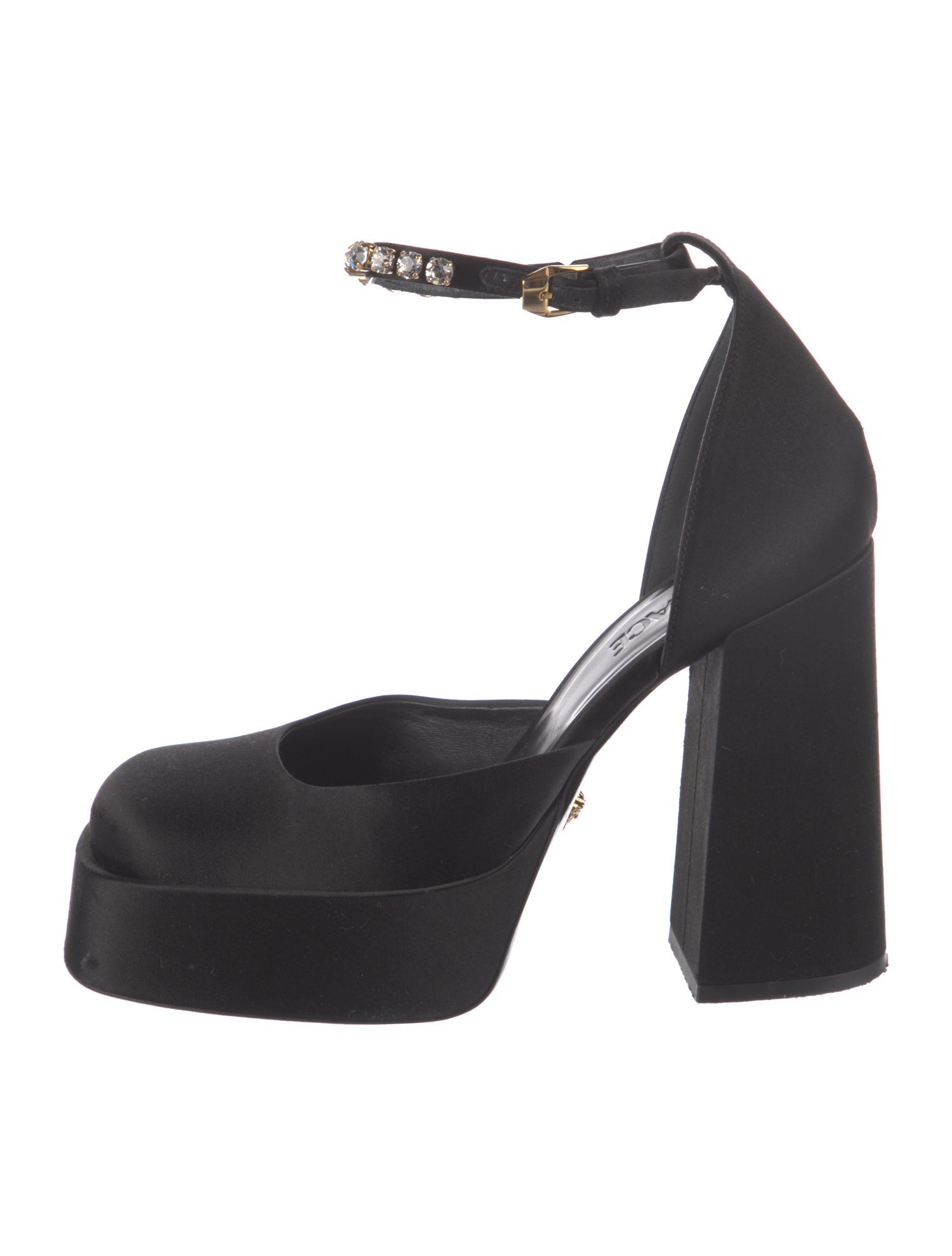 Versace Satin Crystal Embellishments D'Orsay Pumps