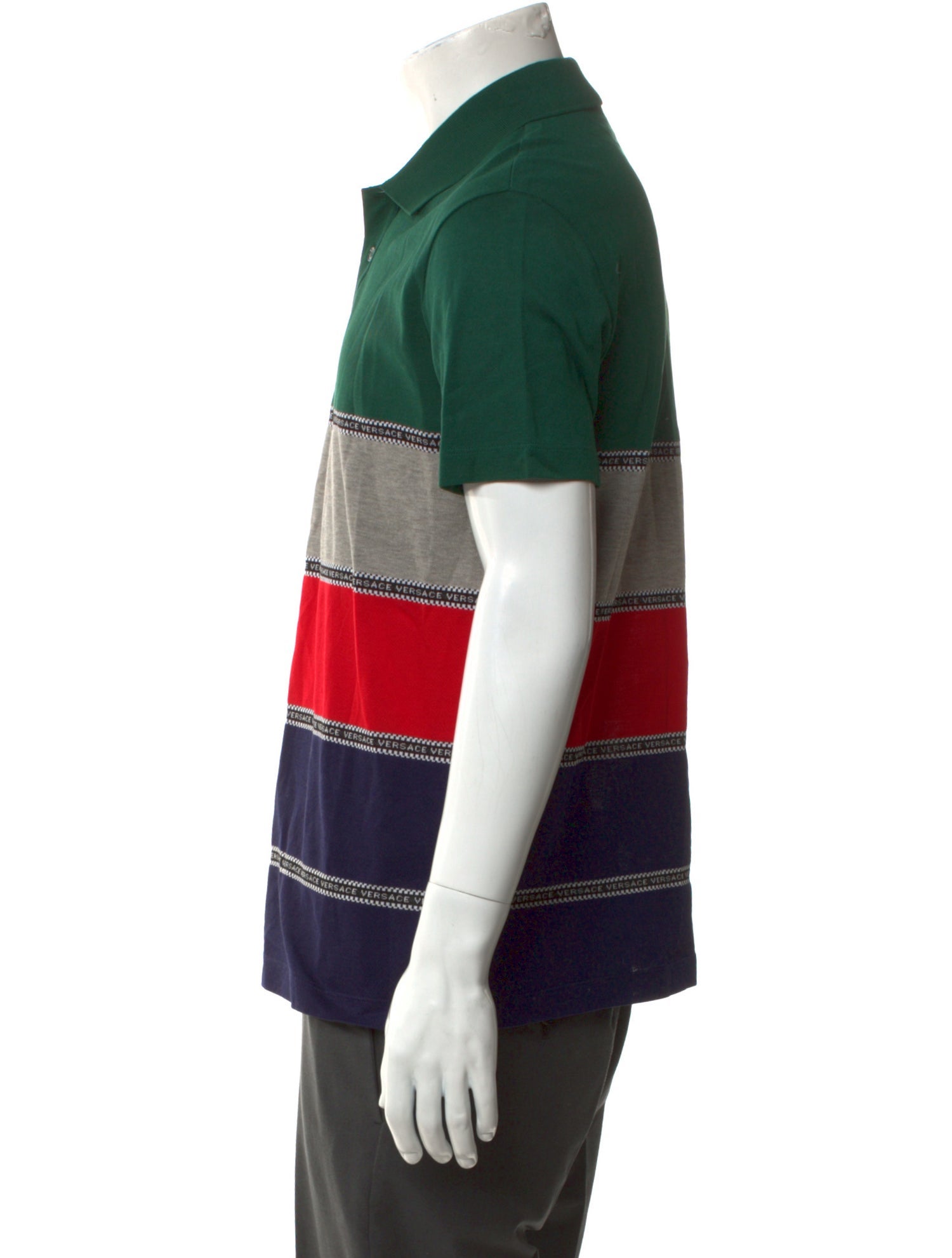 Versace Striped V-Neck Polo Shirt w/ Tags