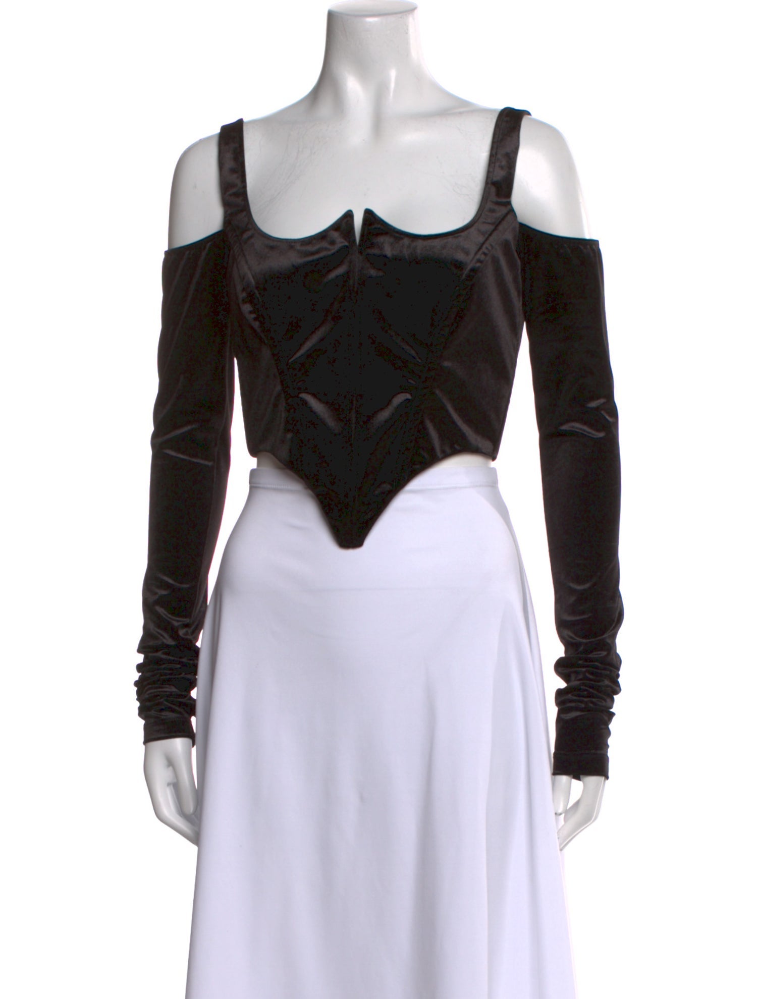 Versace Jeans Couture Velour Square Neckline Crop Top