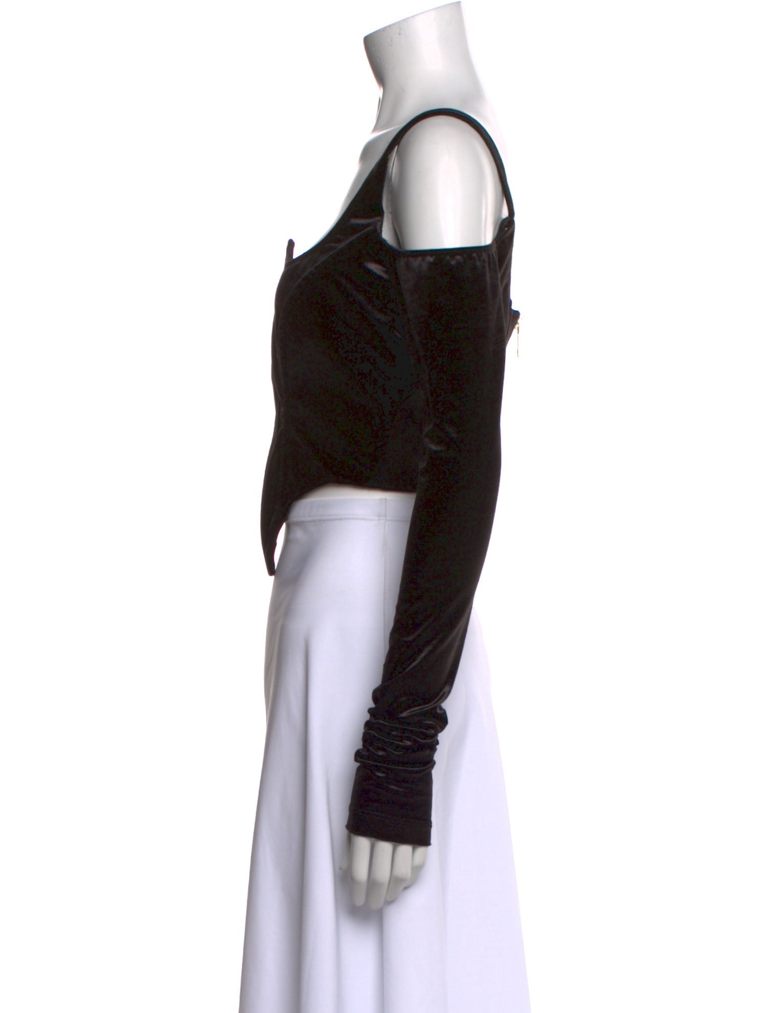 Versace Jeans Couture Velour Square Neckline Crop Top