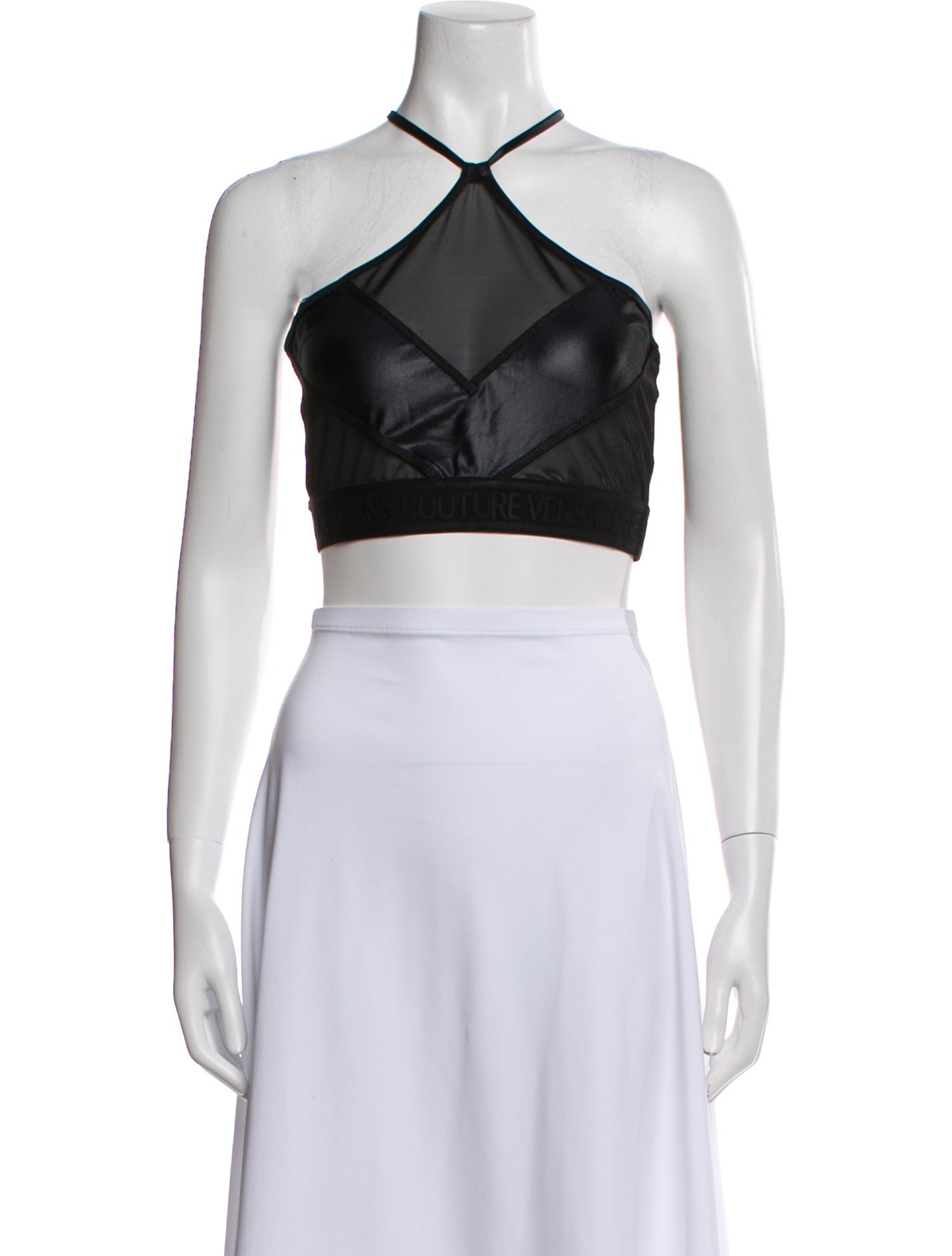 Versace Jeans Couture Halterneck Sleeveless Crop Top