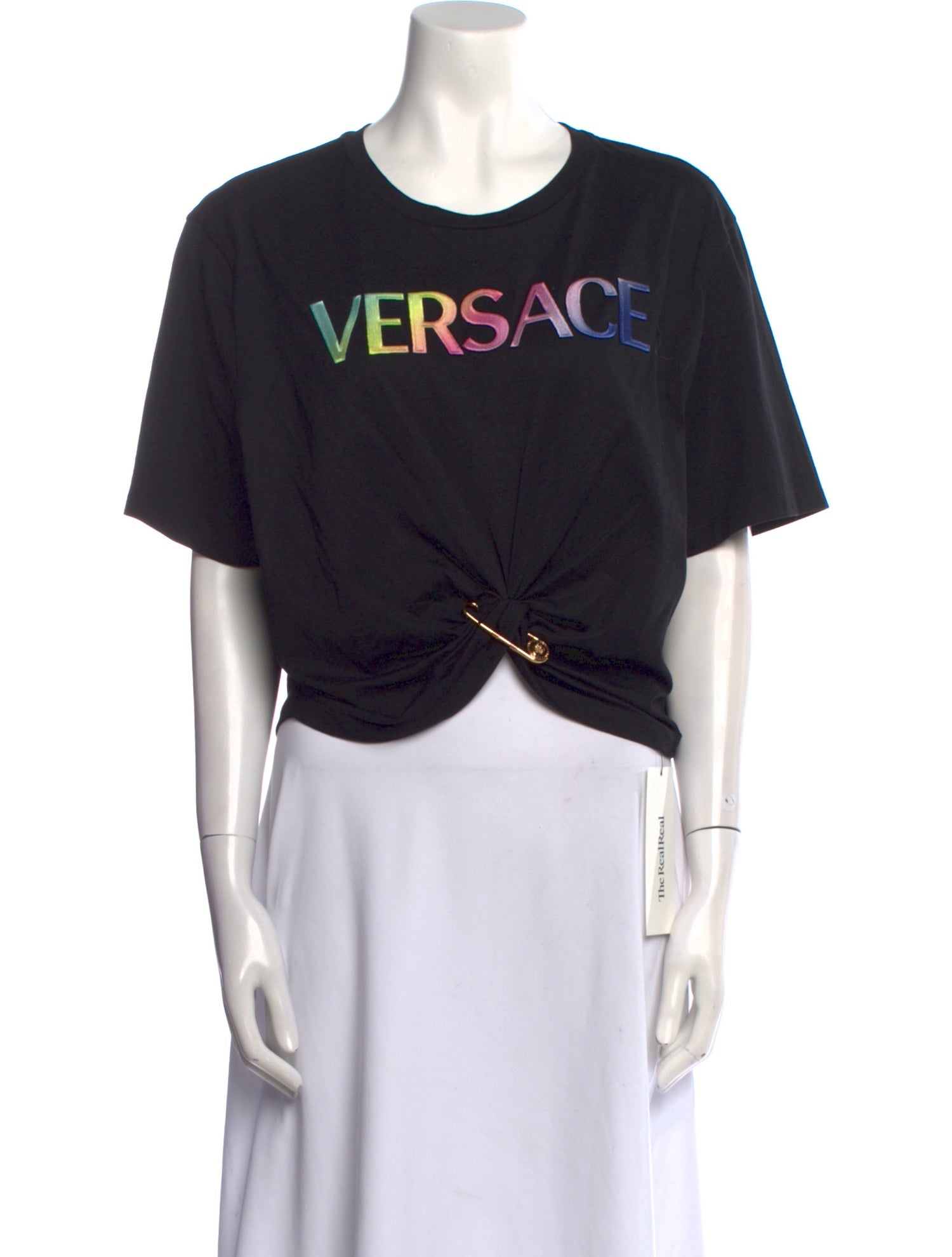 Versace Graphic Print Crew Neck Crop Top