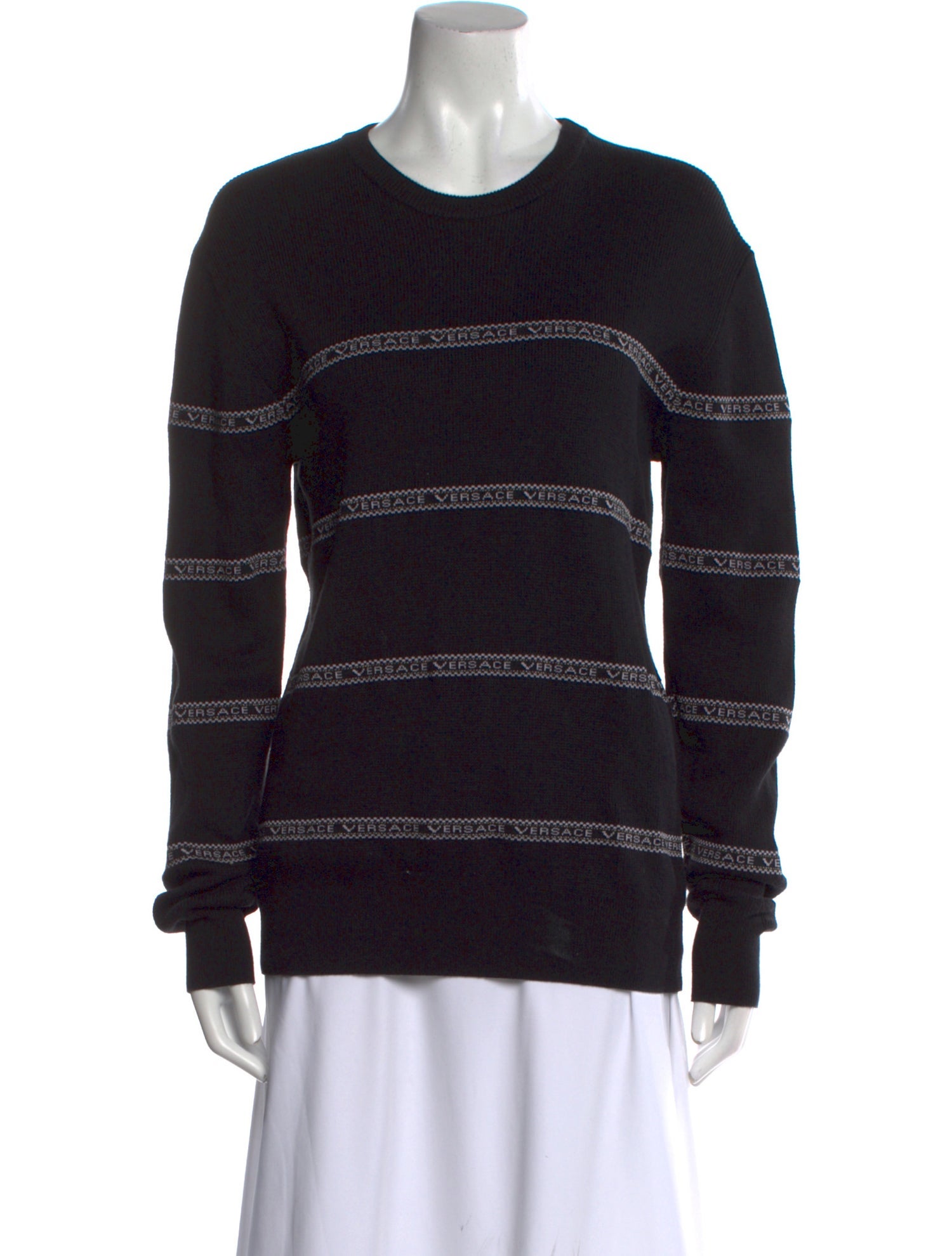 Versace Striped Scoop Neck Sweater