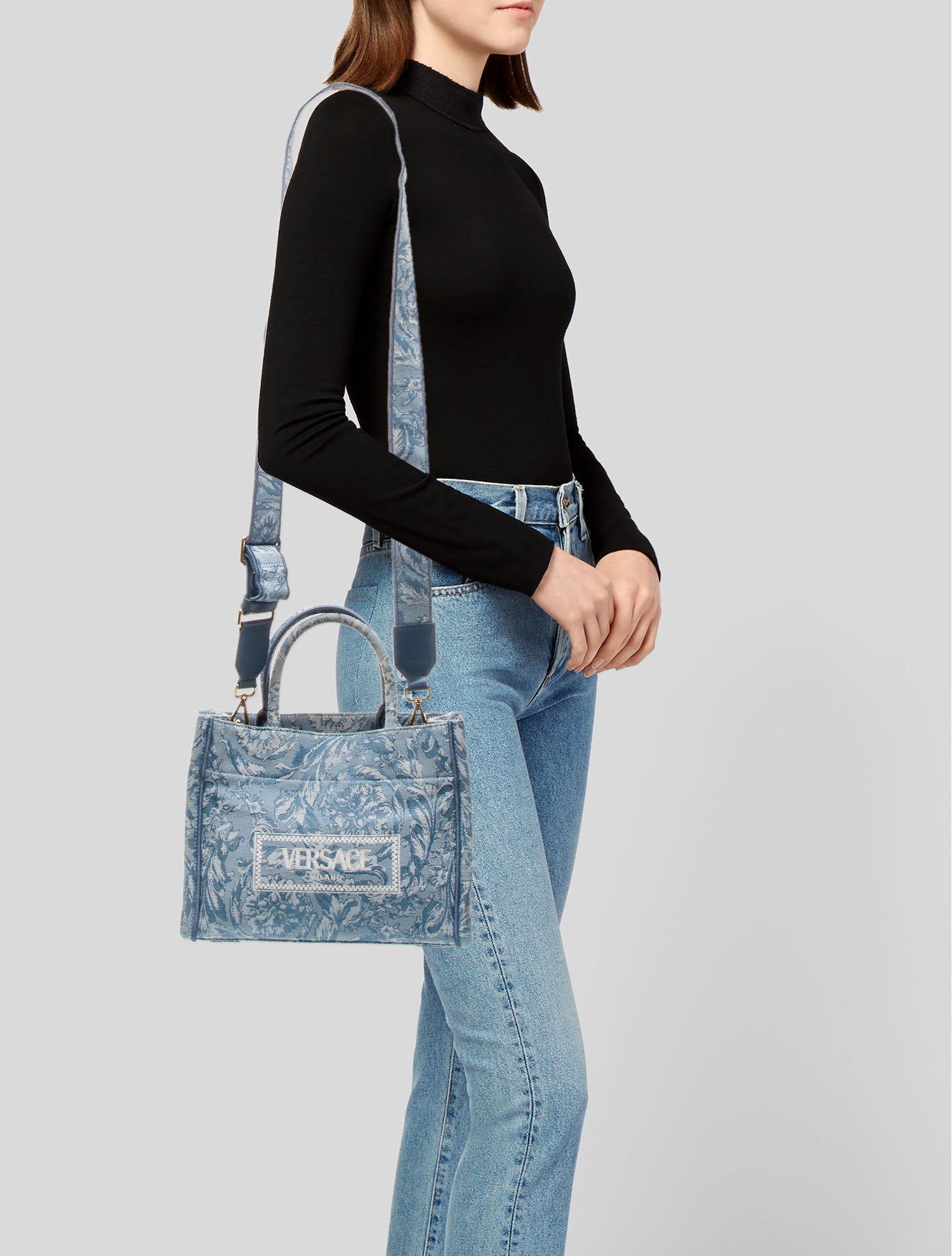 Versace Canvas Top Handle Bag