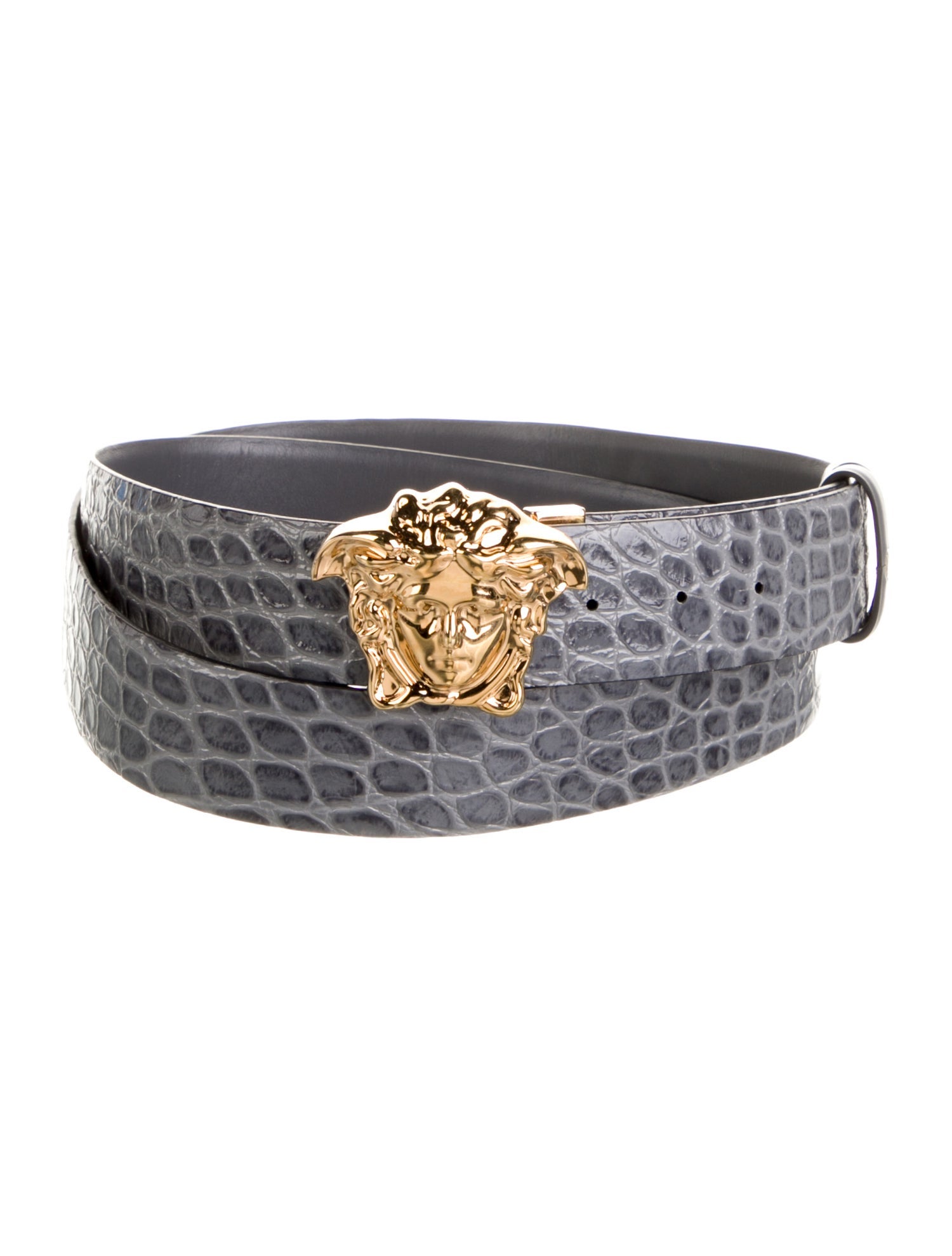 Versace Embossed Leather Leather Trim Embellishment Belt Kit
