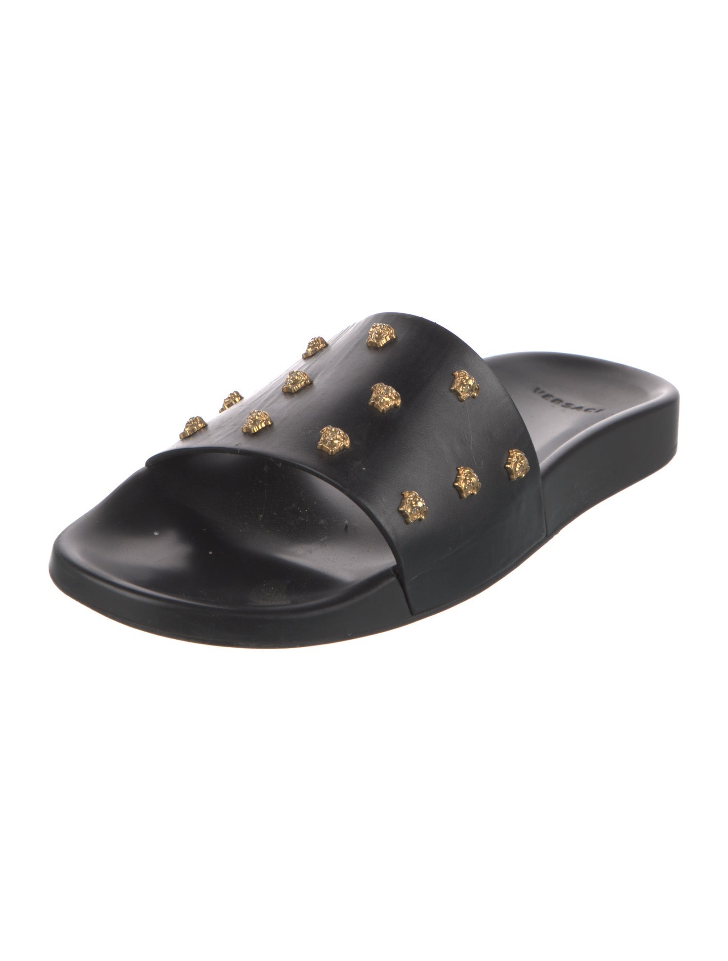 Versace Medusa Insignia Leather Slides