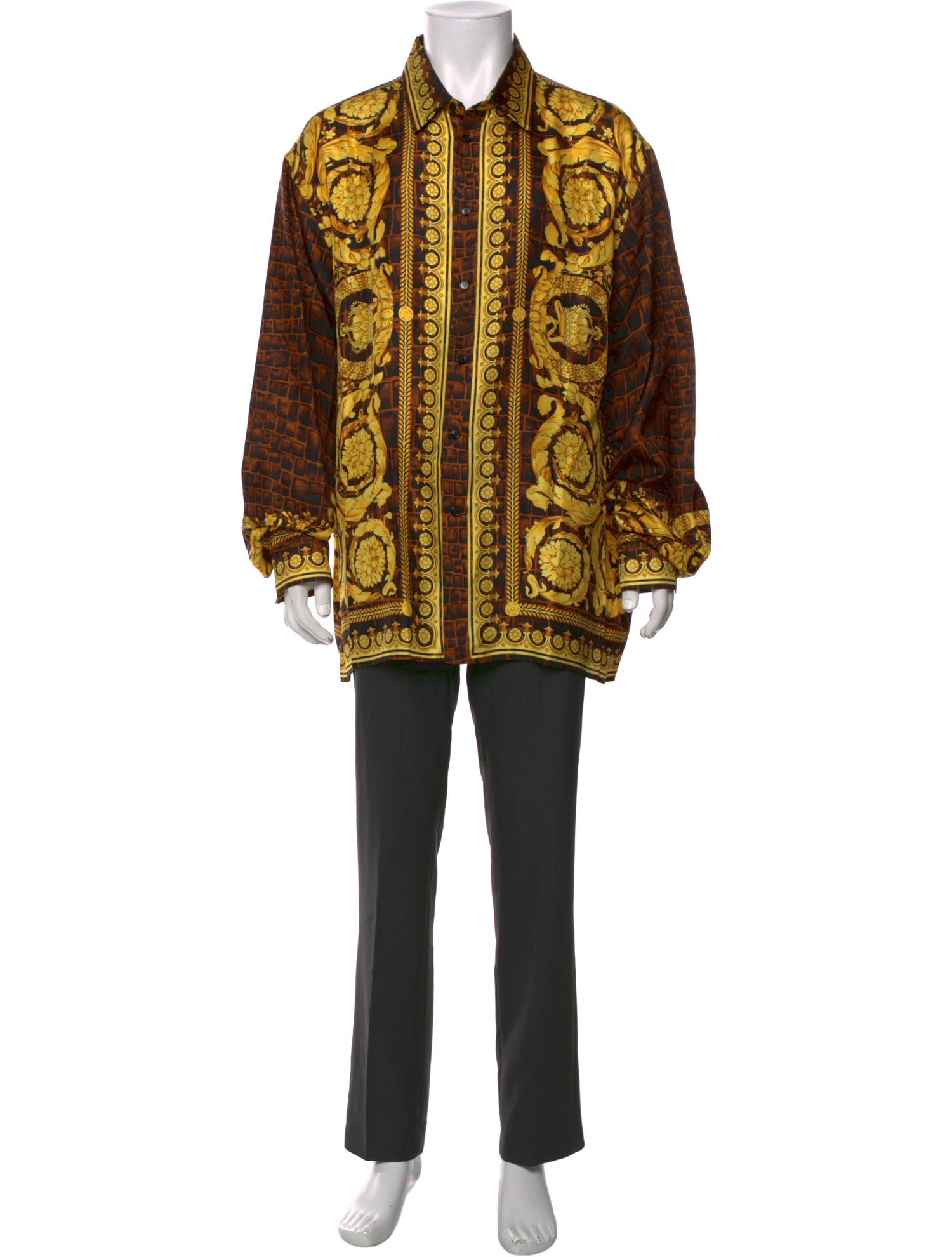 Versace Barocco Print Silk Shirt