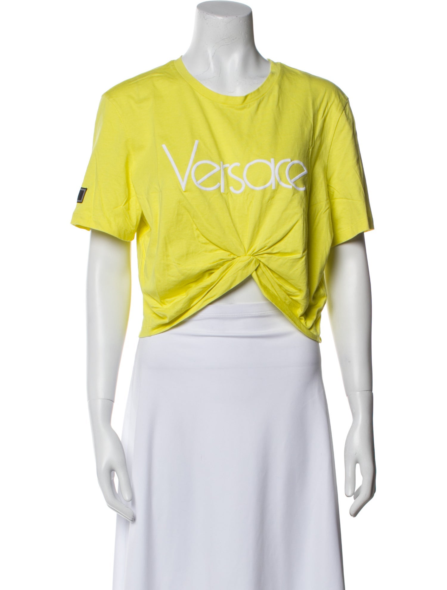 Versace Printed Crew Neck Crop Top