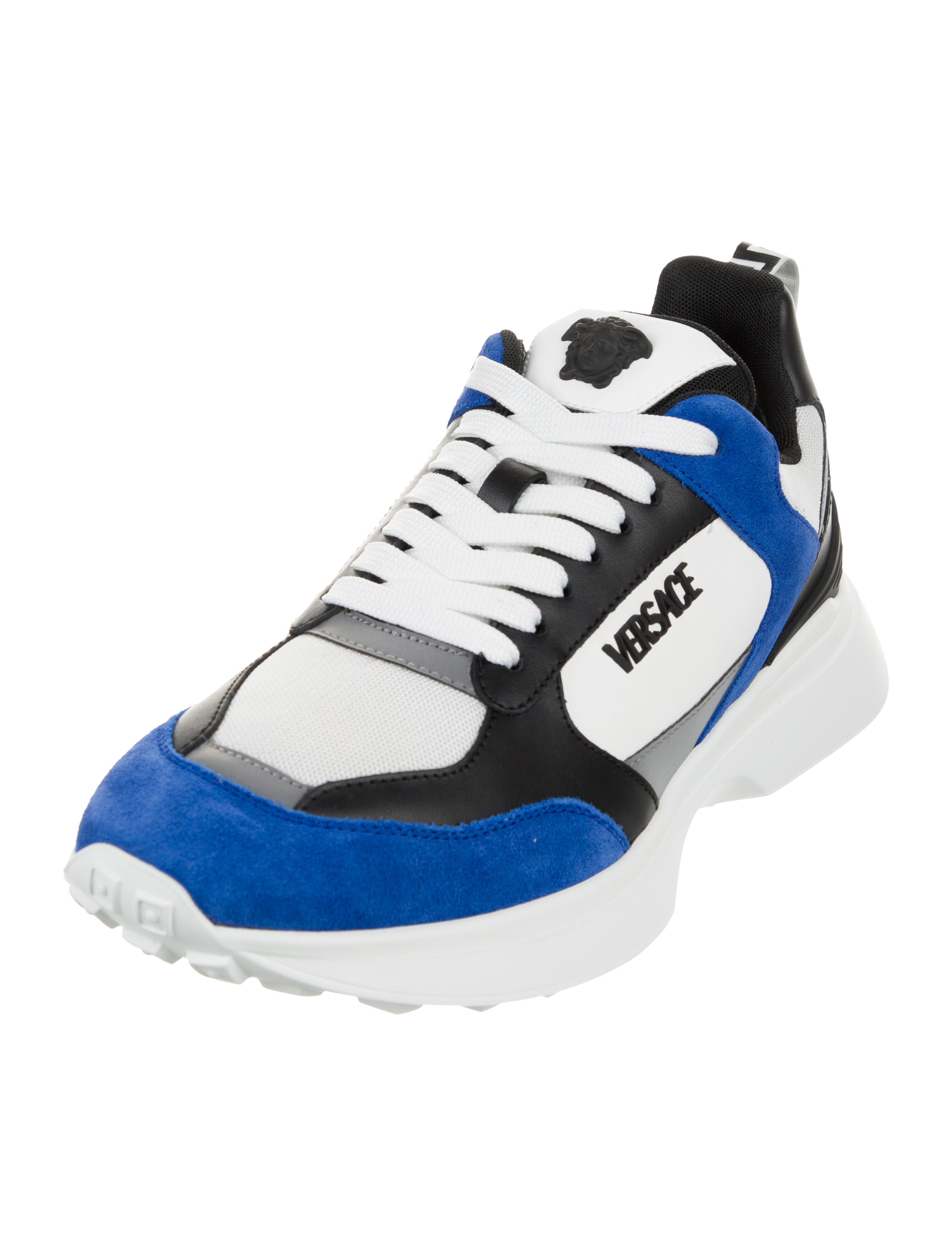 Versace Leather Colorblock Pattern Sneakers w/ Tags