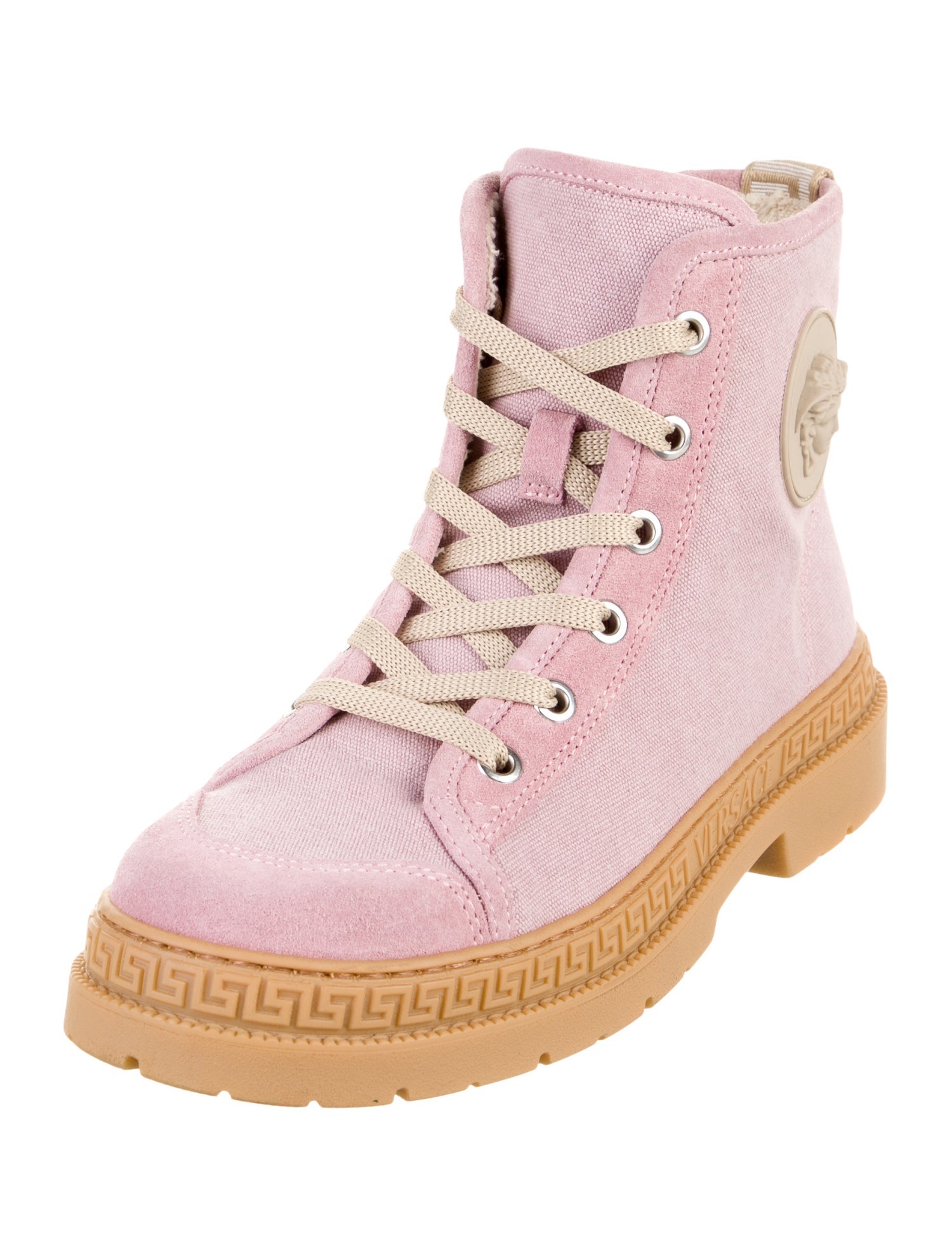 Versace Medusa Insignia Canvas Combat Boots