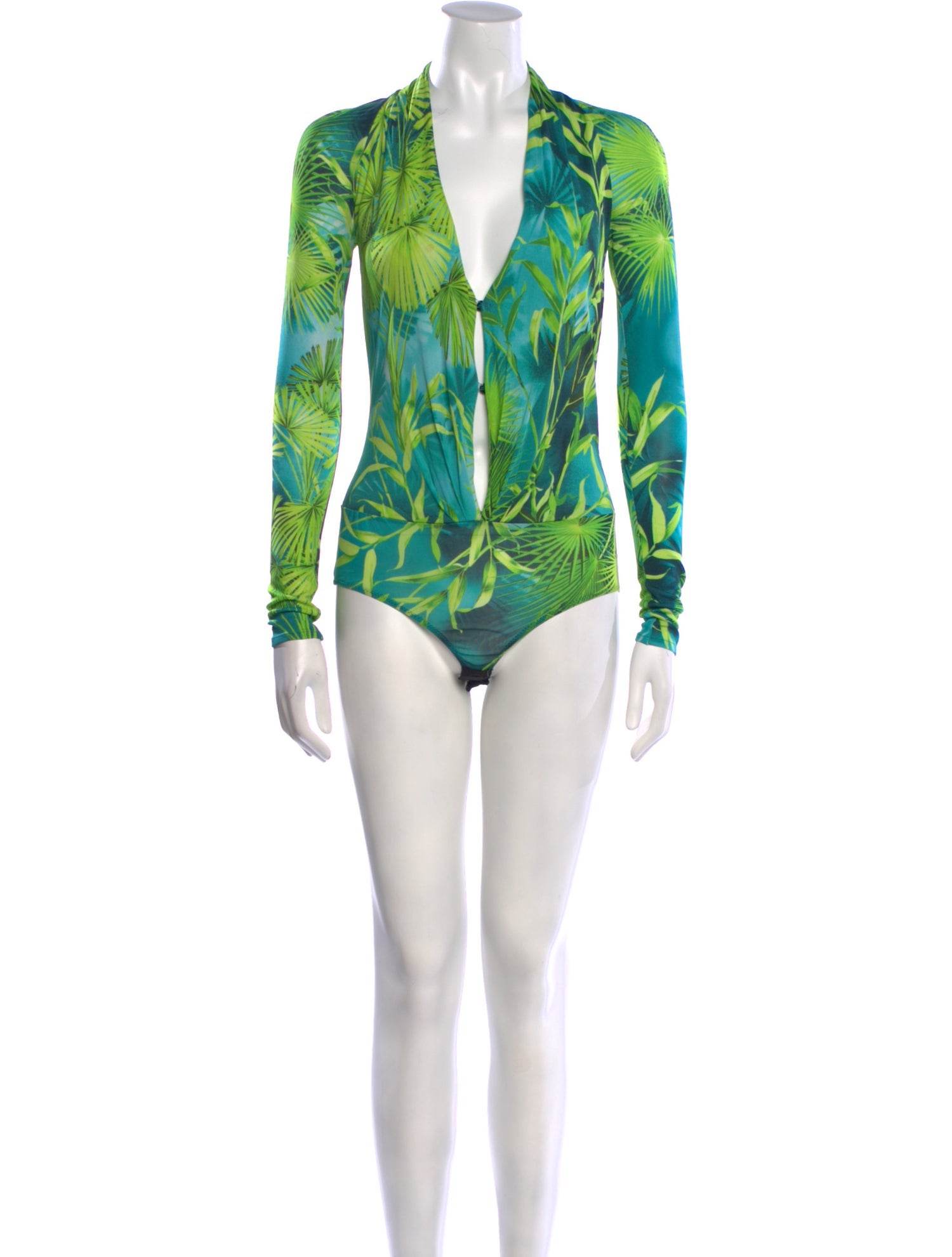Versace Printed V-Neck Bodysuit