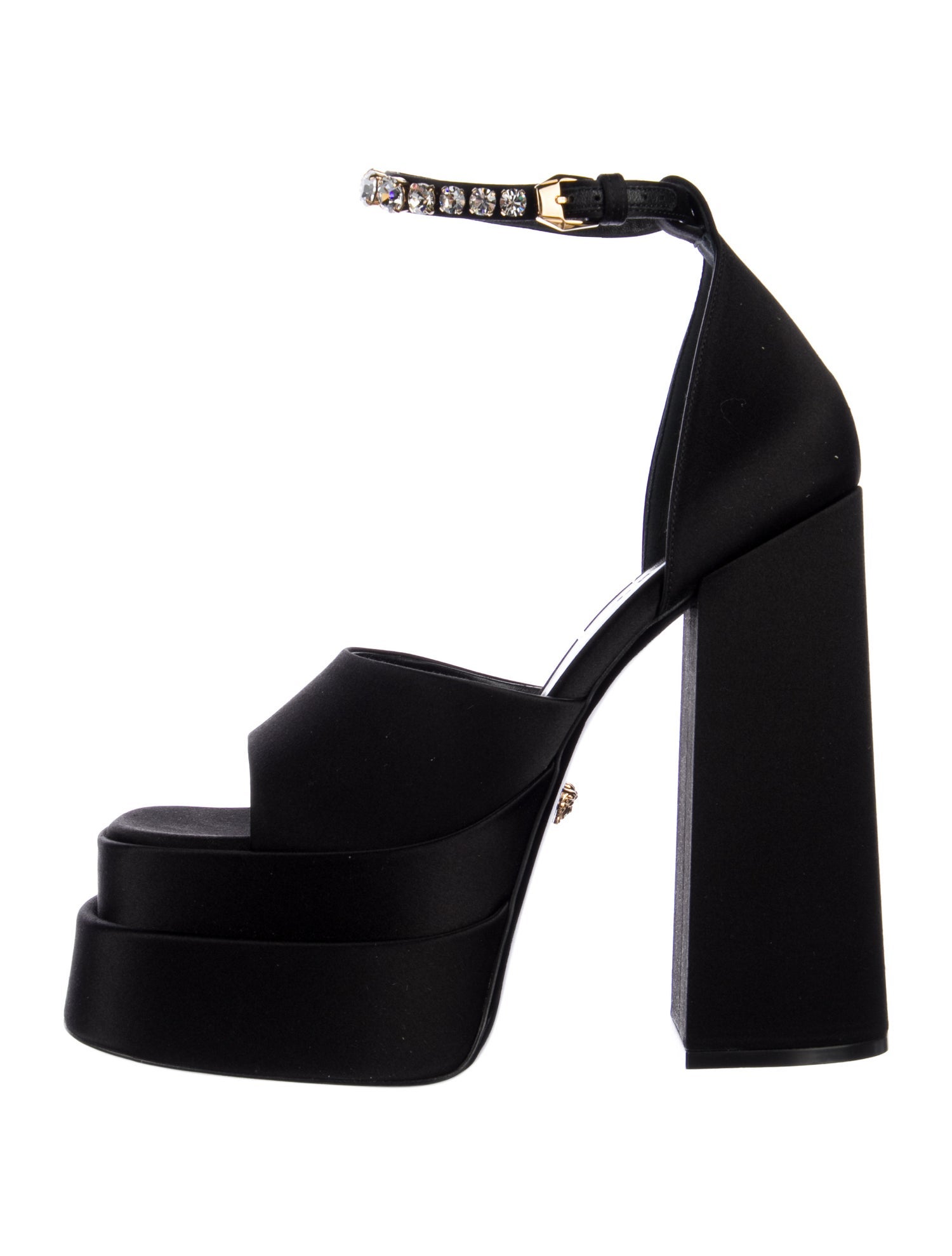 Versace Satin Crystal Embellishments Sandals