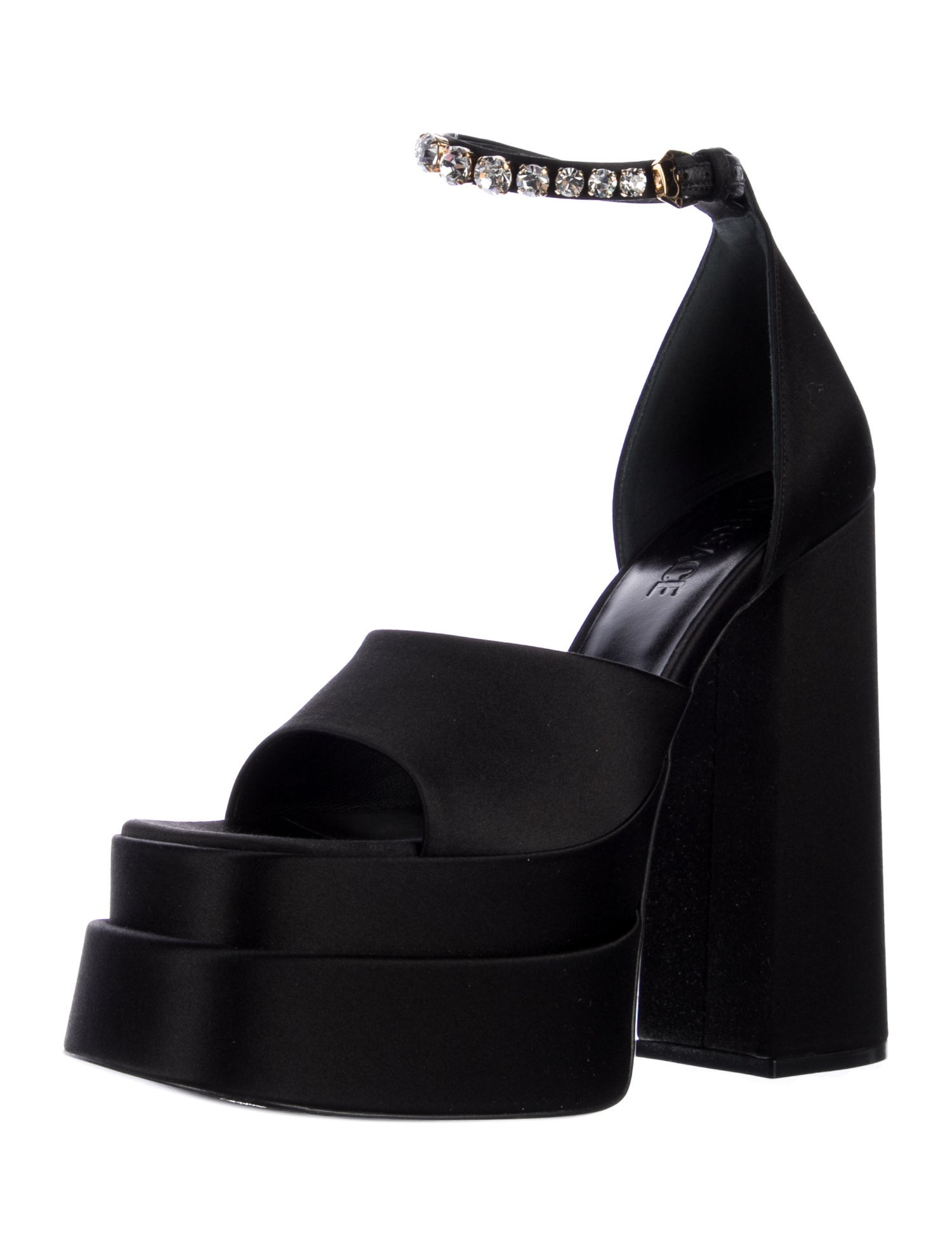 Versace Satin Crystal Embellishments Sandals