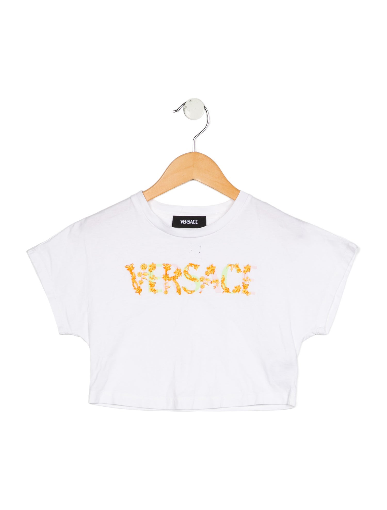 Versace Girls' Graphic Short Sleeve Cropped T-Shirt