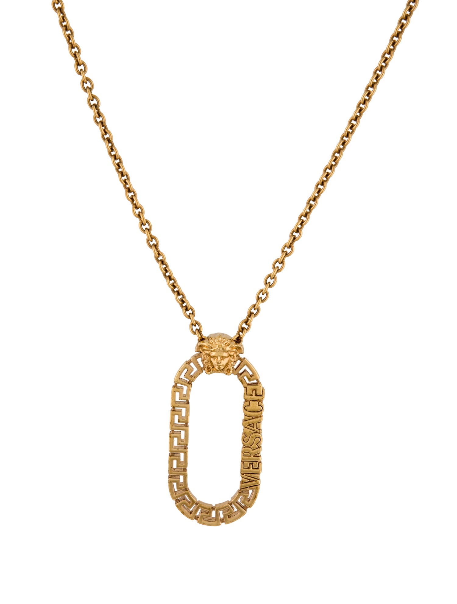 Versace Greca Oval Pendant Necklace