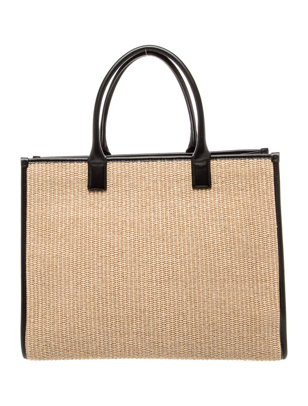 Versace Tote Neutrals Raffia Patterned Silver-Ton… - image 4