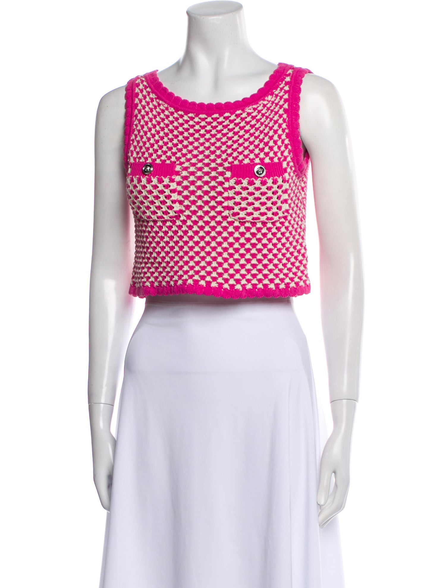 Versace Printed Scoop Neck Crop Top