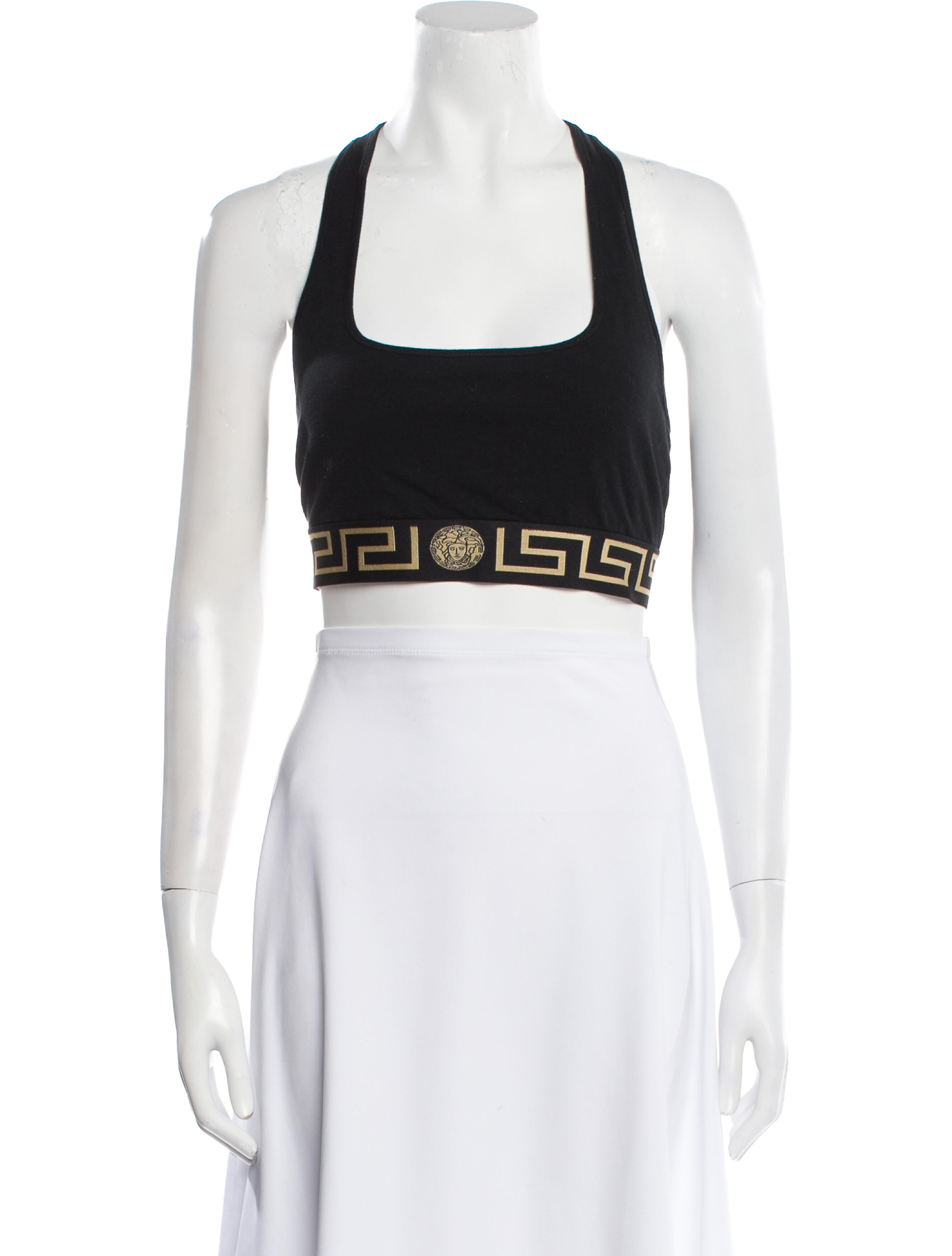 Versace Printed Square Neckline Crop Top
