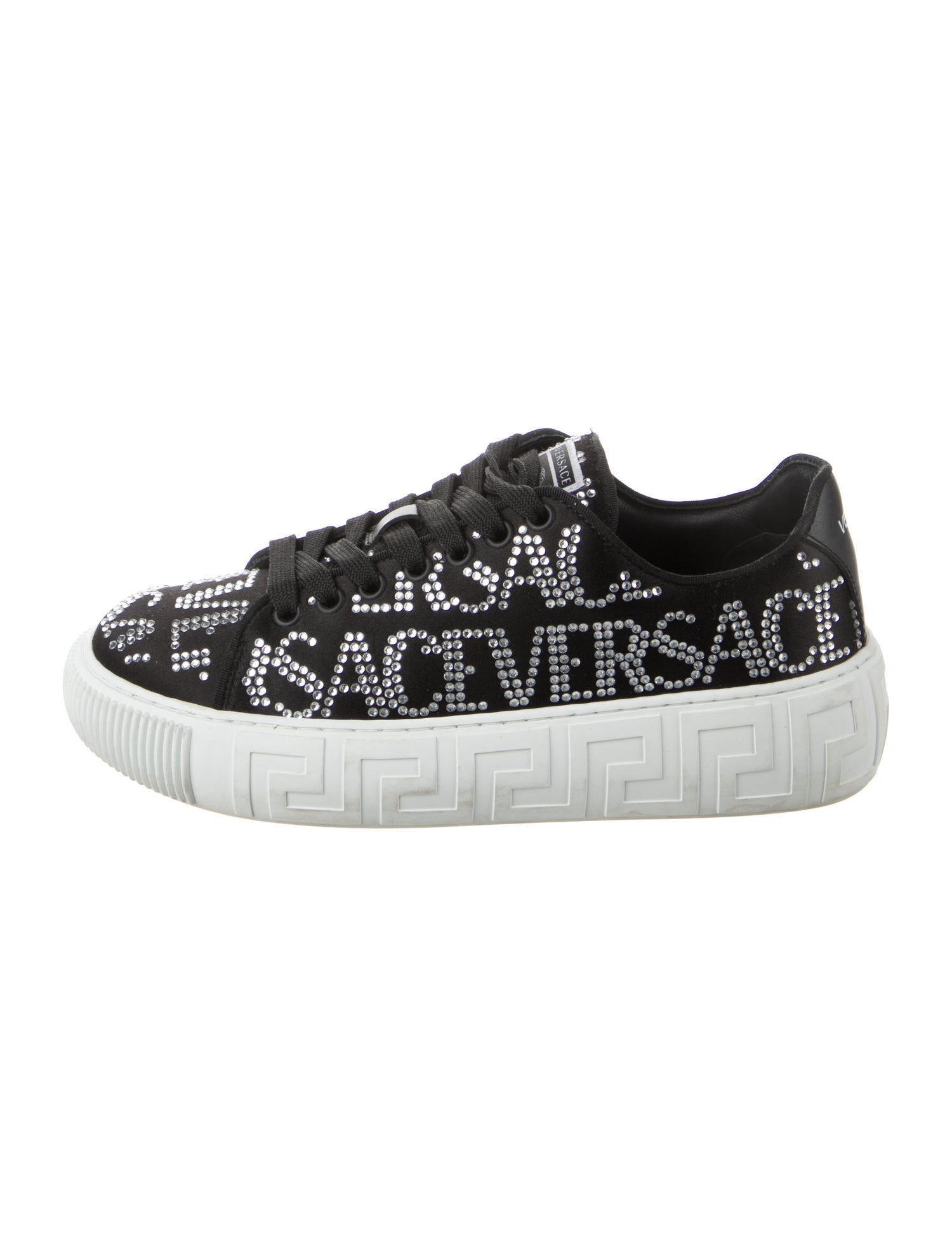 Versace Satin Crystal Embellishments Sneakers