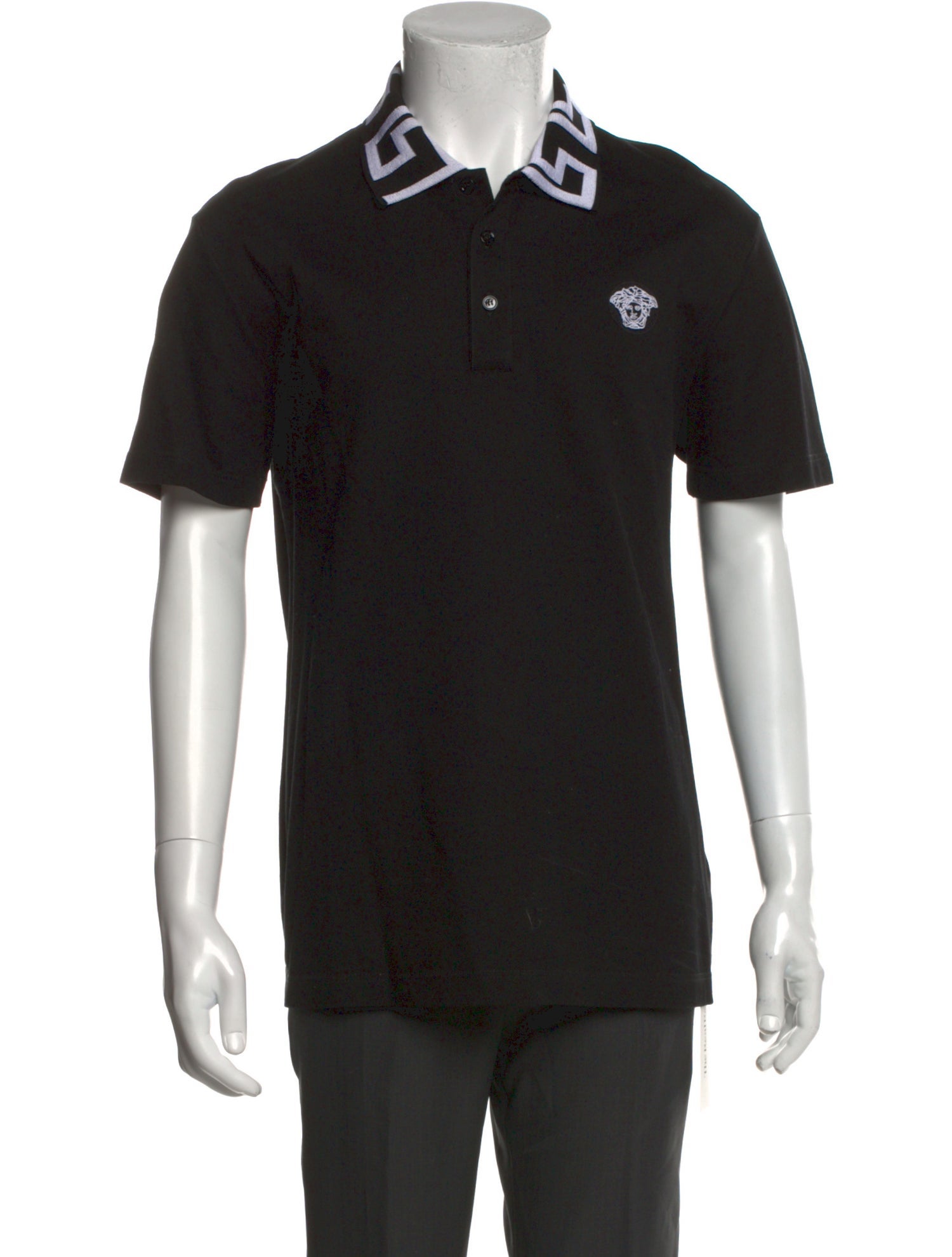 Versace Graphic Print Collar Polo Shirt