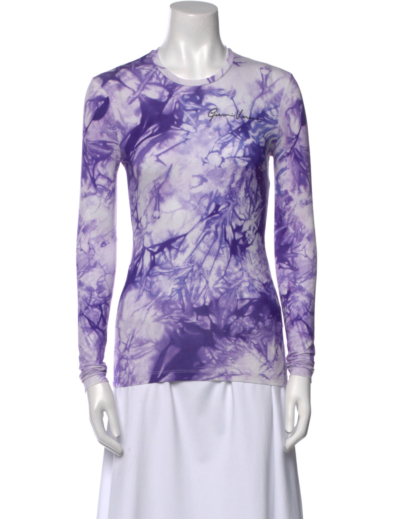 Versace Floral Print Crew Neck Top