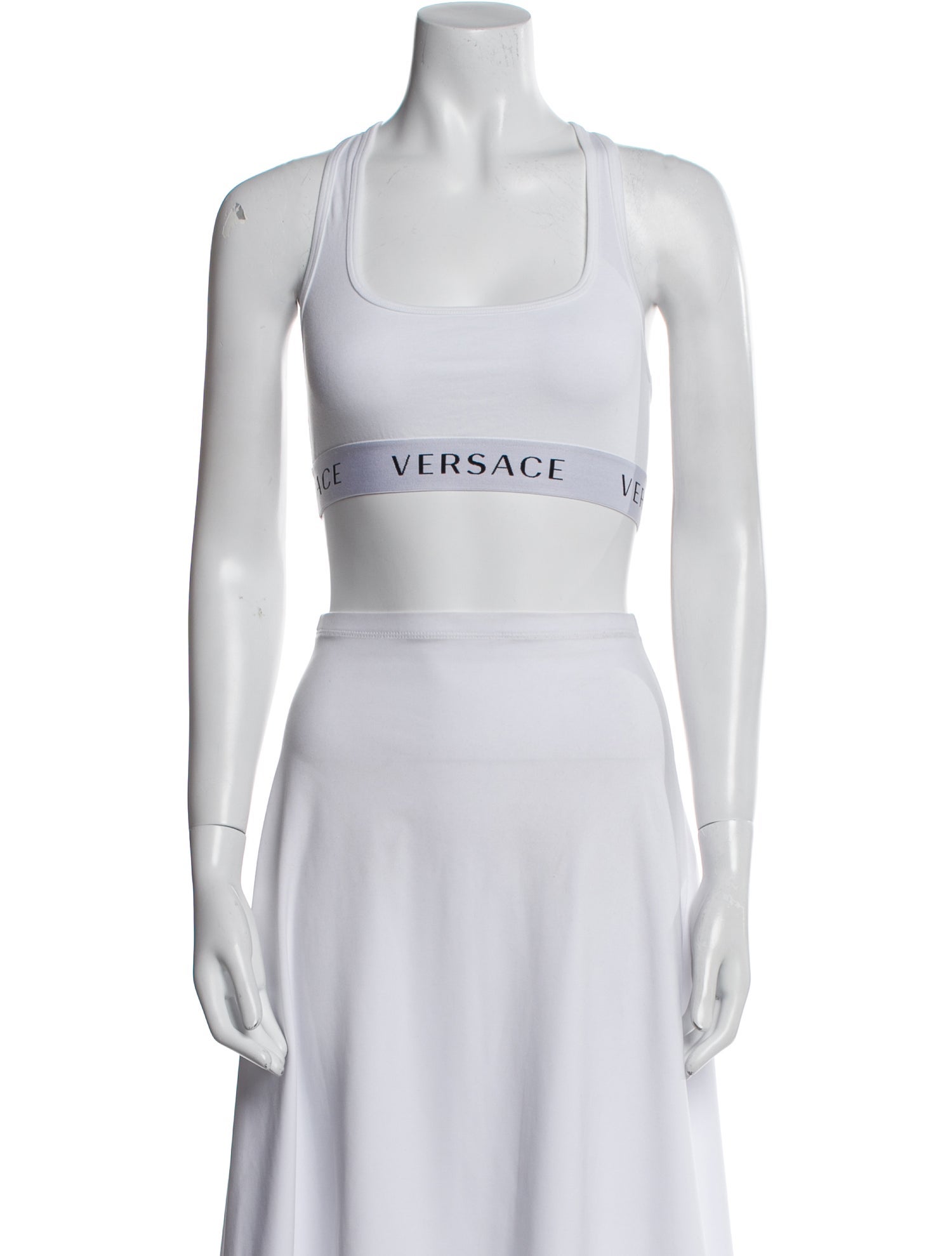 Versace Graphic Print Square Neckline Crop Top