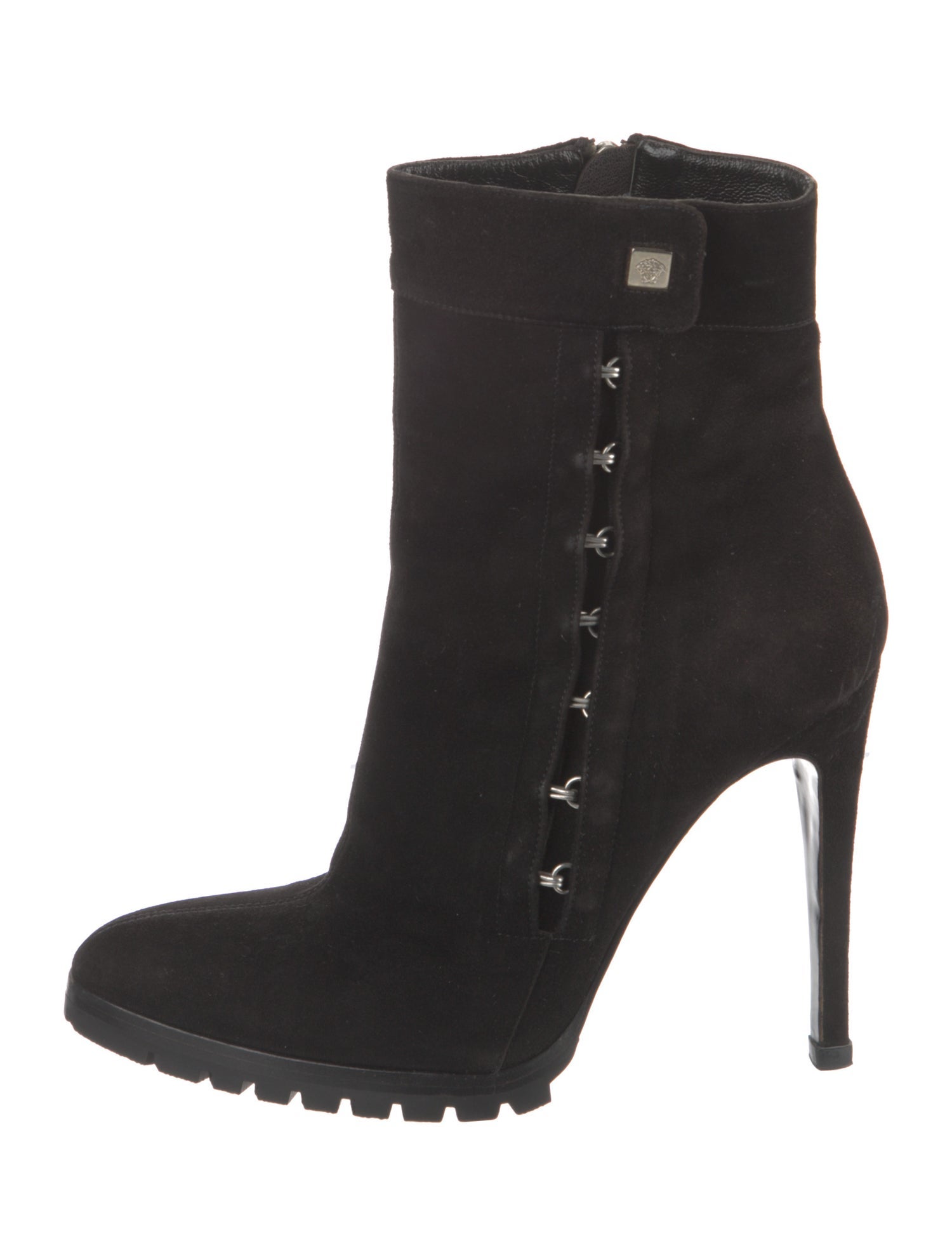 Gianni Versace Medusa Insignia Suede Lace-Up Boots